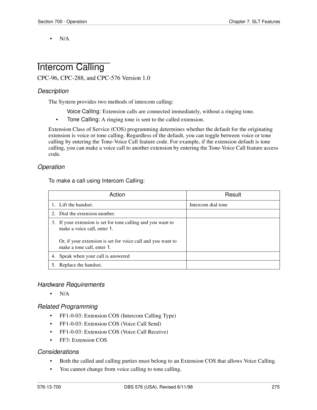 Panasonic 524X07801B manual DBS 576 USA, Revised 6/11/98 275 