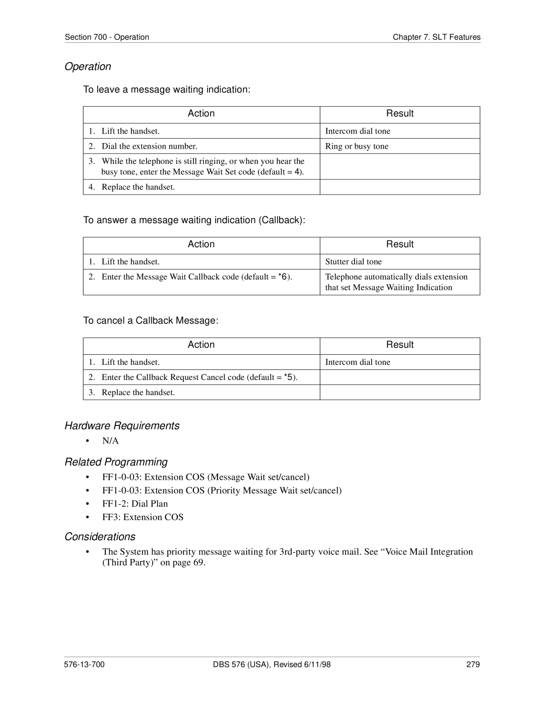 Panasonic 524X07801B manual DBS 576 USA, Revised 6/11/98 279 