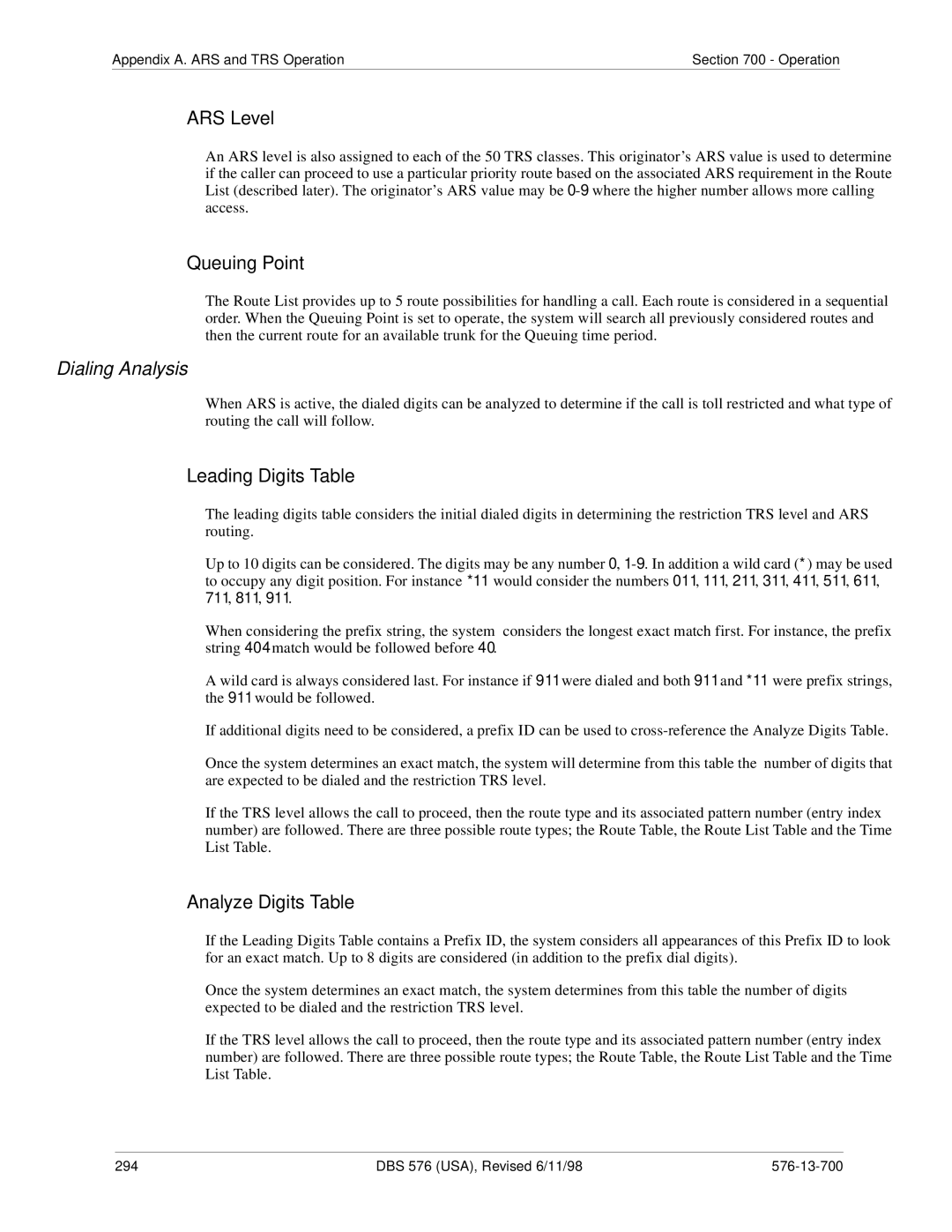 Panasonic 524X07801B manual ARS Level 