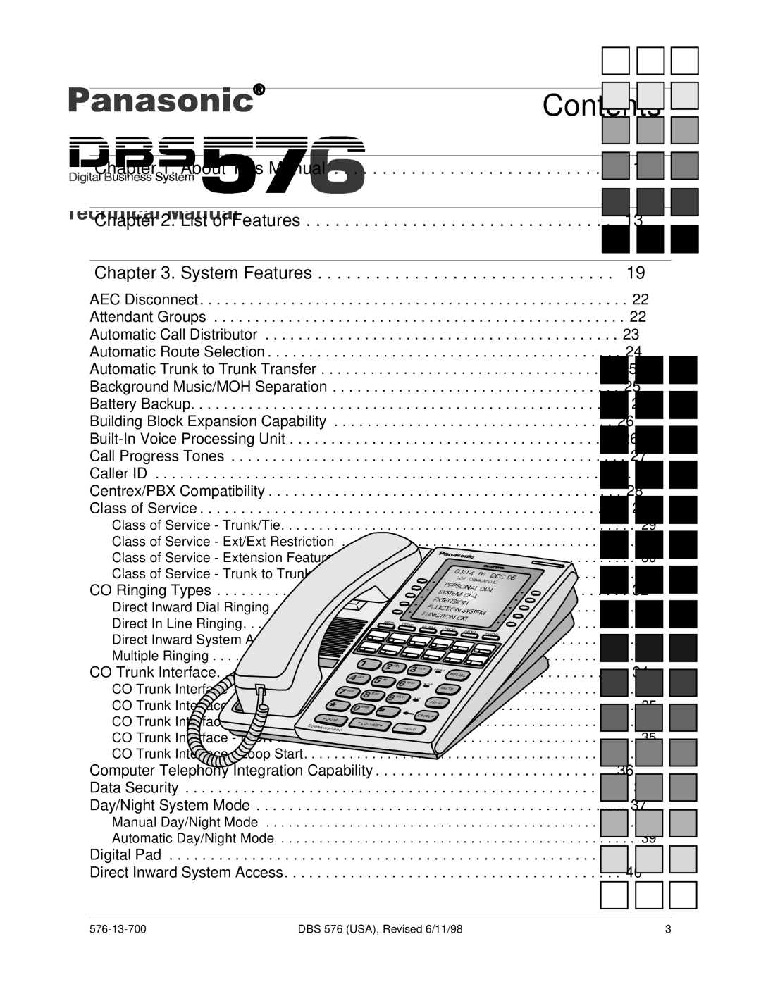 Panasonic 524X07801B manual Contents 