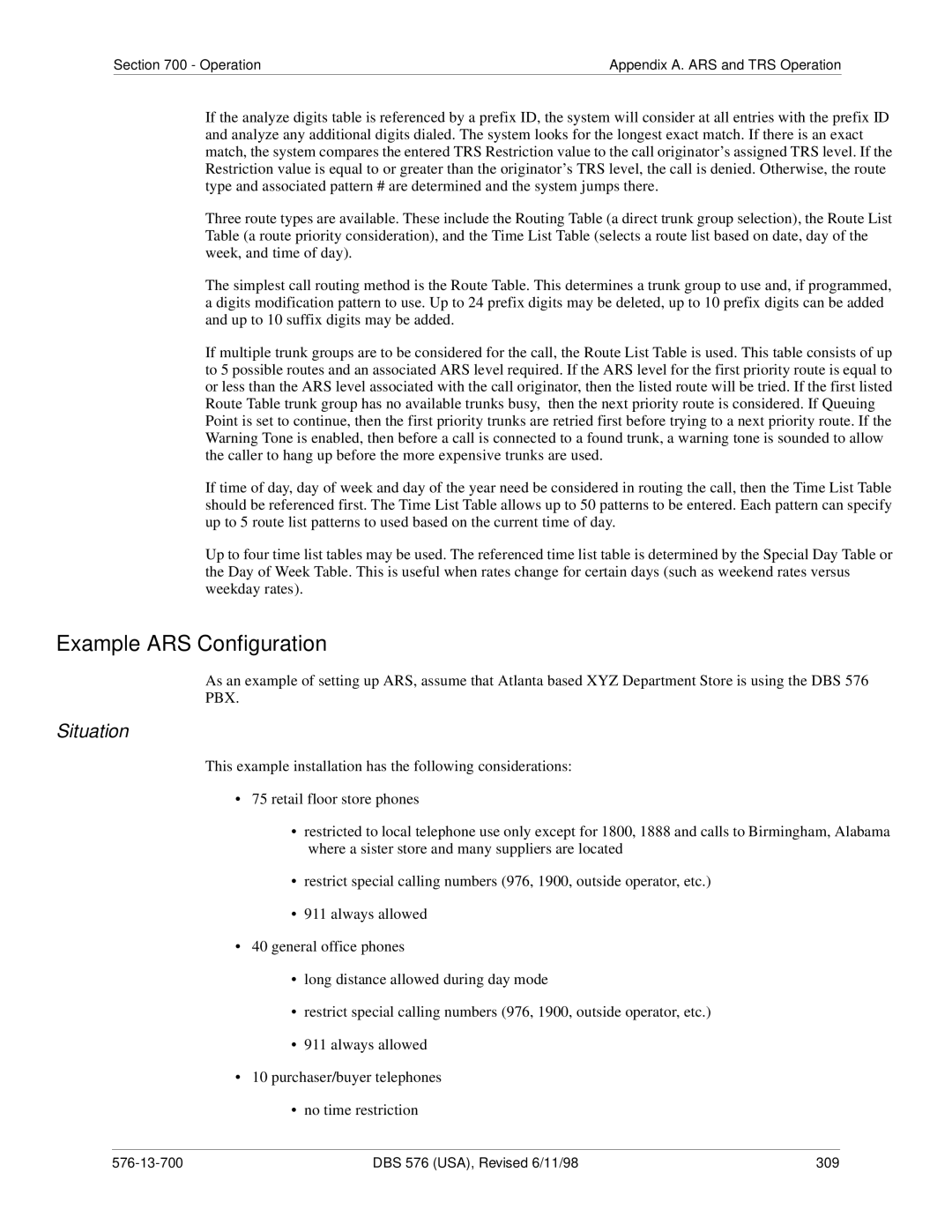 Panasonic 524X07801B manual Example ARS Configuration 