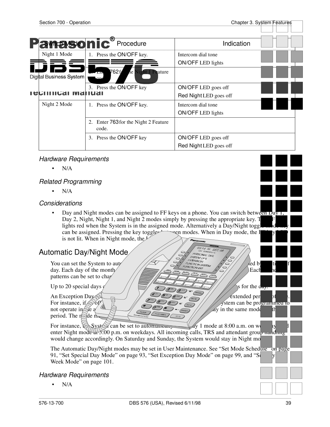 Panasonic 524X07801B manual Automatic Day/Night Mode 