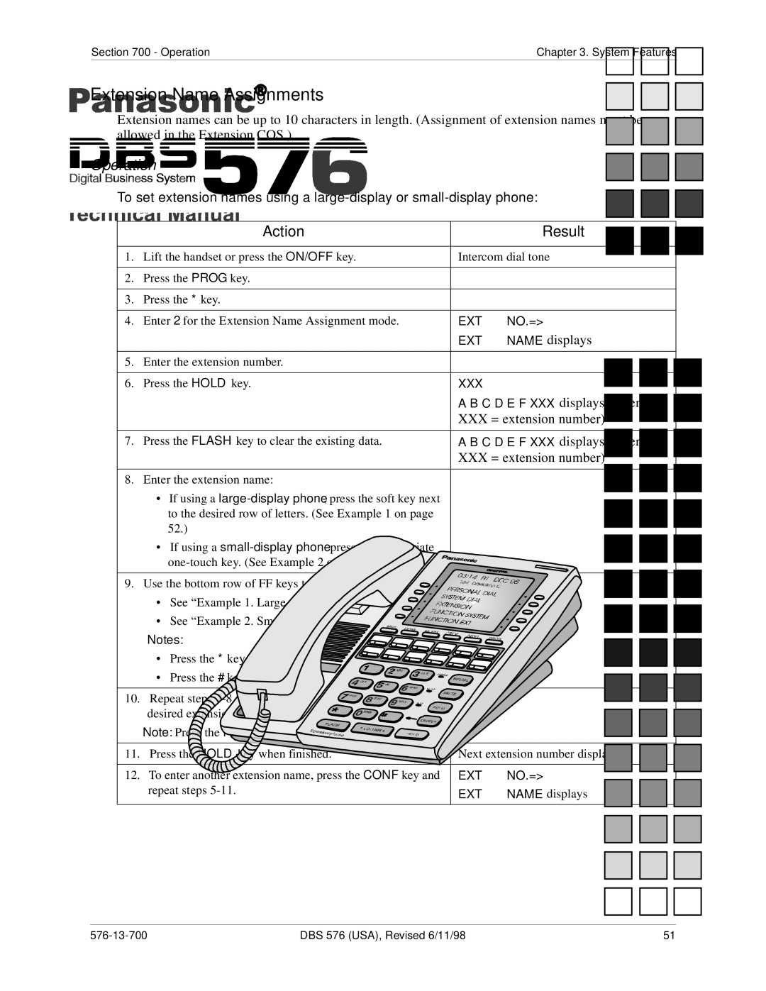 Panasonic 524X07801B manual Extension Name Assignments, No.=, C D E F XXX displays where 