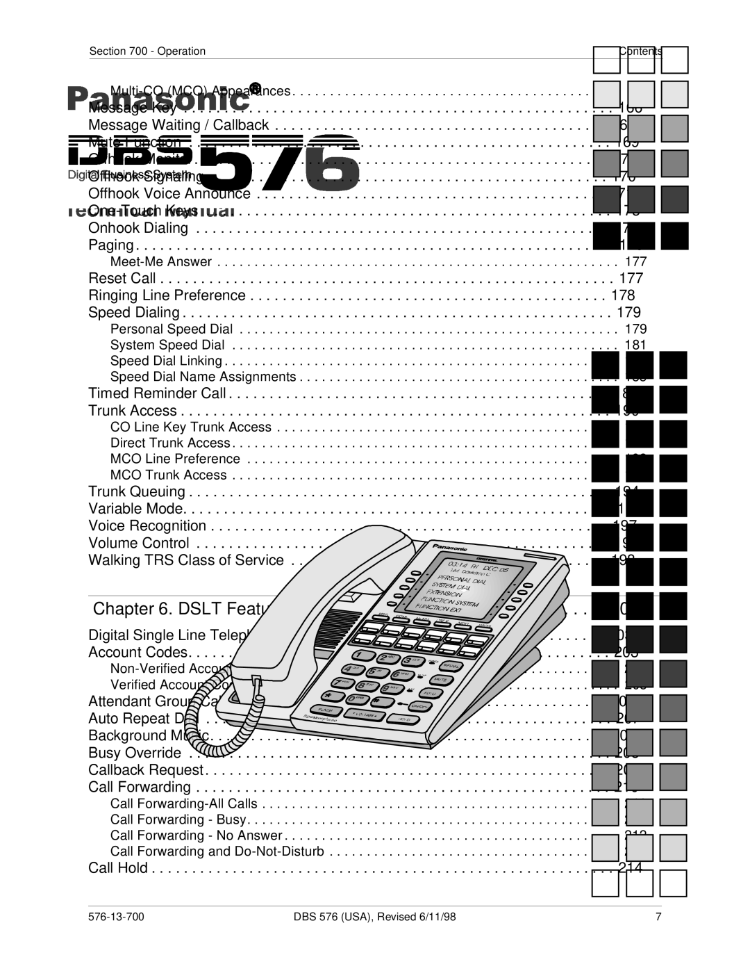 Panasonic 524X07801B manual Dslt Features 