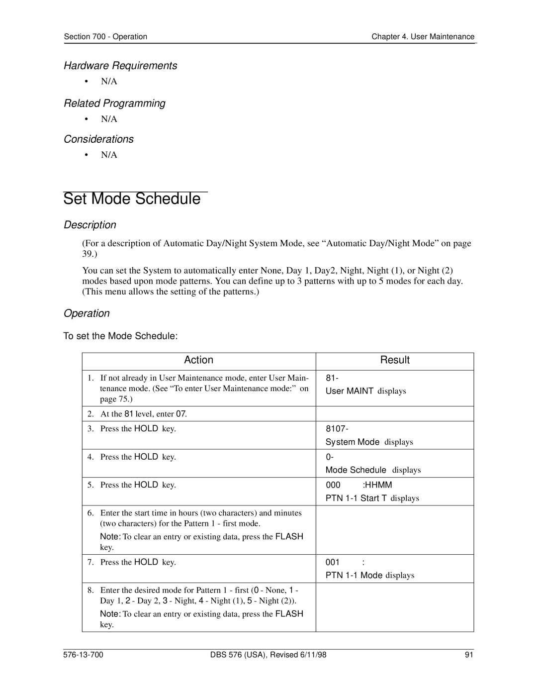 Panasonic 524X07801B manual Set Mode Schedule, To set the Mode Schedule 