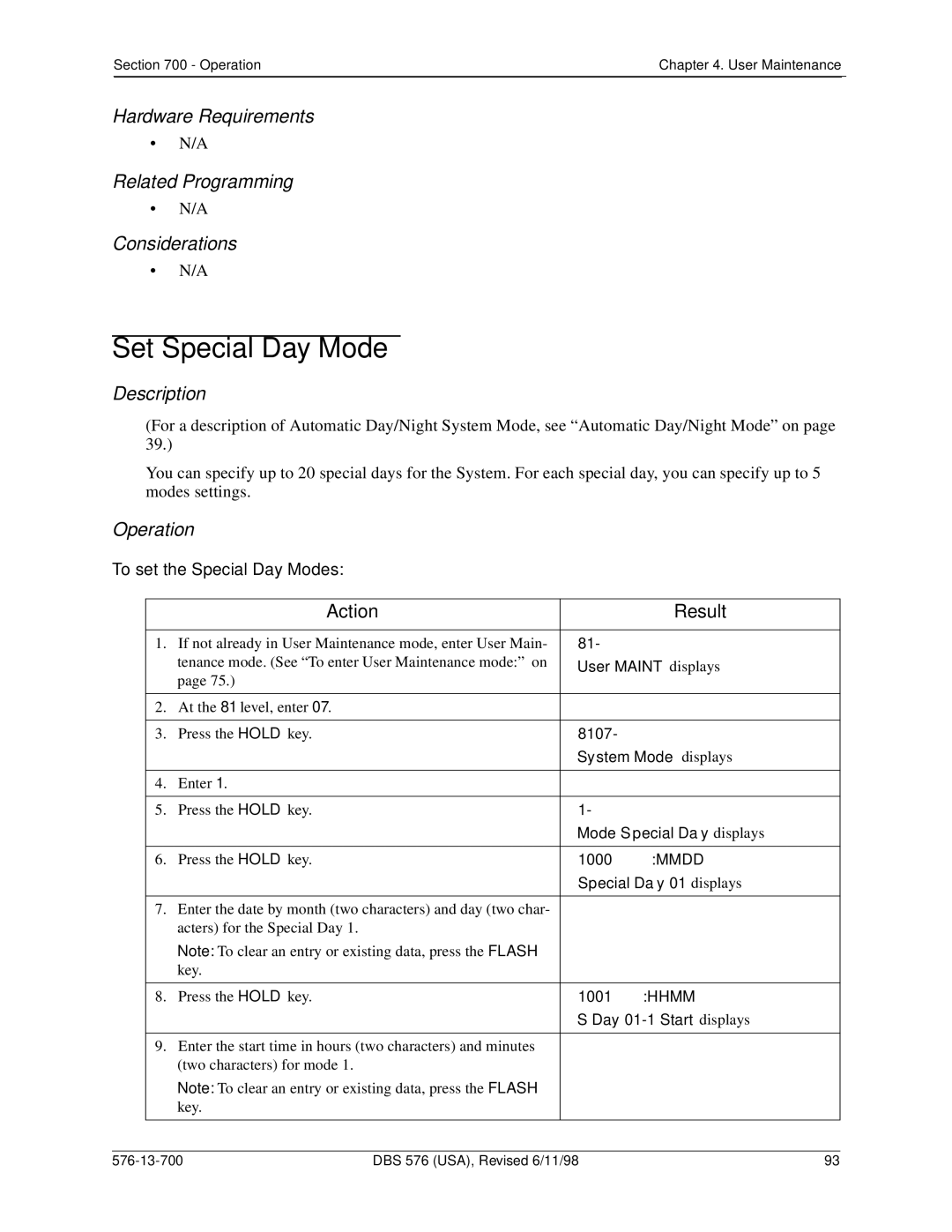 Panasonic 524X07801B manual Set Special Day Mode, To set the Special Day Modes 