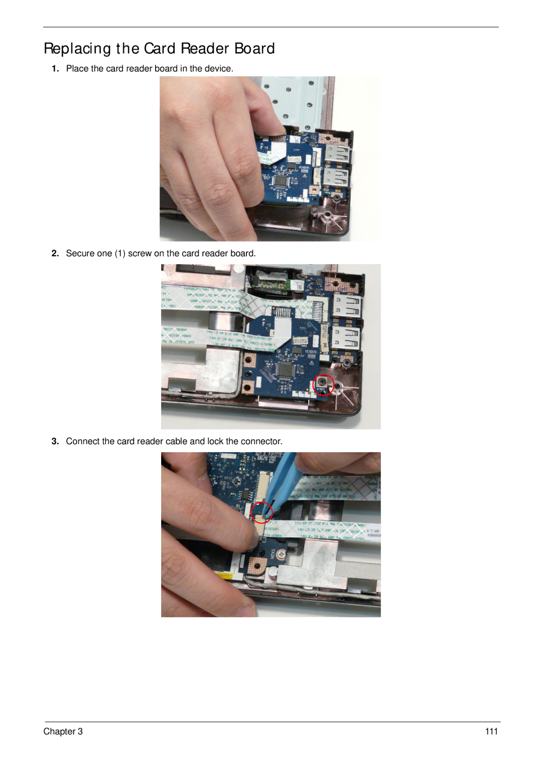 Panasonic 5741G manual Replacing the Card Reader Board 