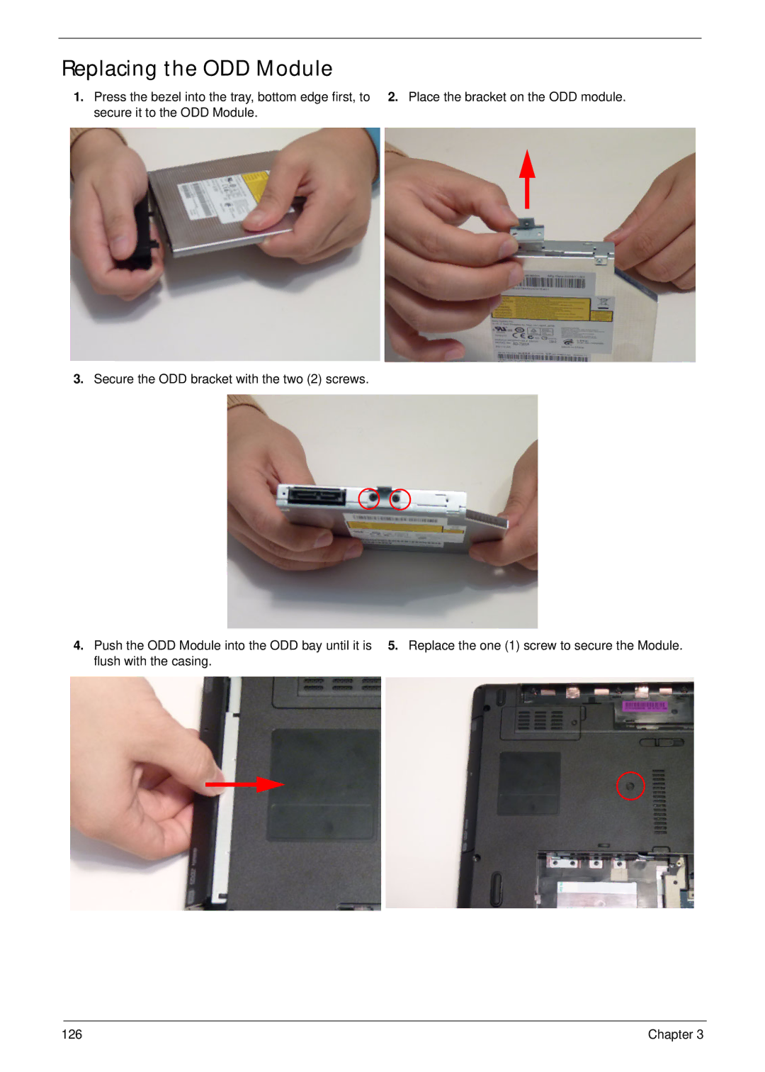 Panasonic 5741G manual Replacing the ODD Module 