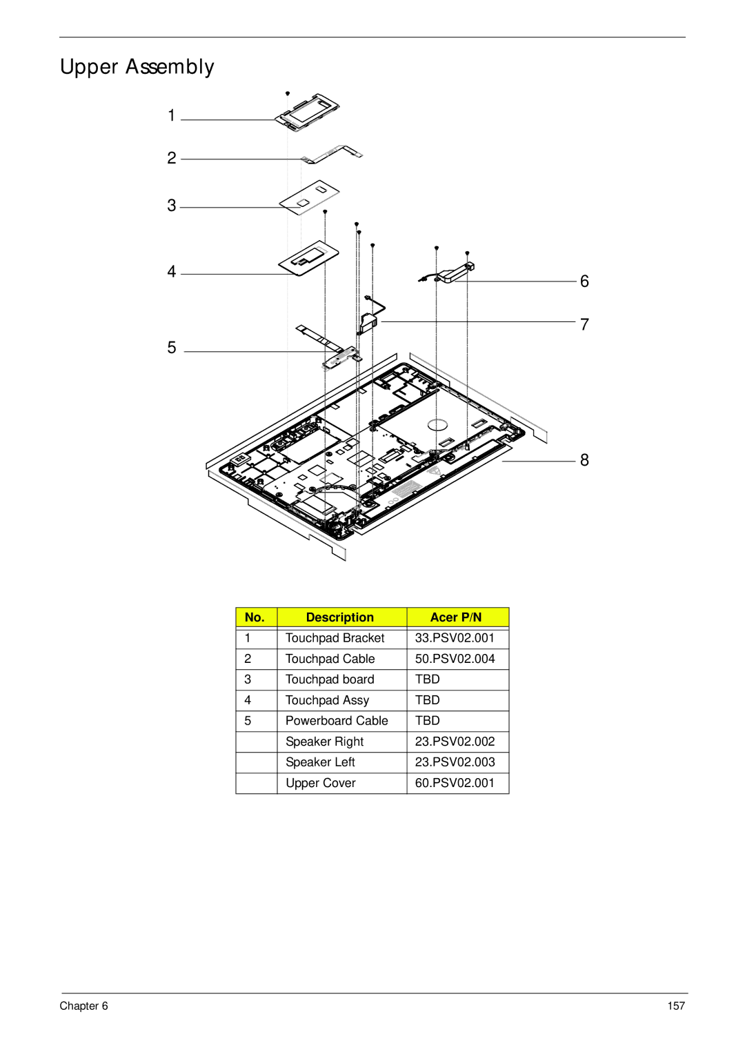 Panasonic 5741G manual Upper Assembly, Tbd 