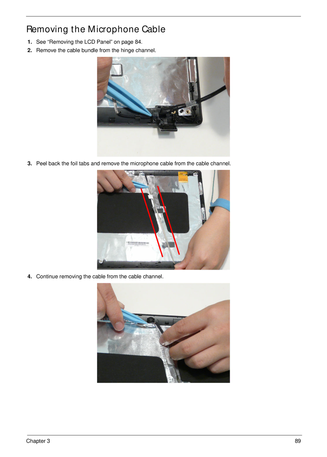 Panasonic 5741G manual Removing the Microphone Cable 