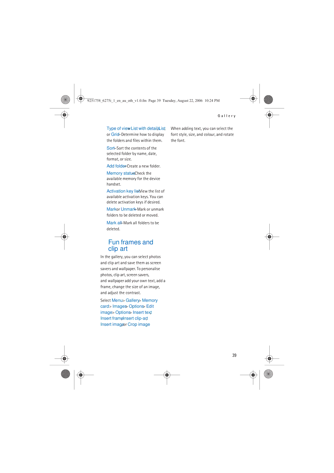 Panasonic 6275I manual Fun frames and clip art, Mark all-Mark all folders to be deleted 