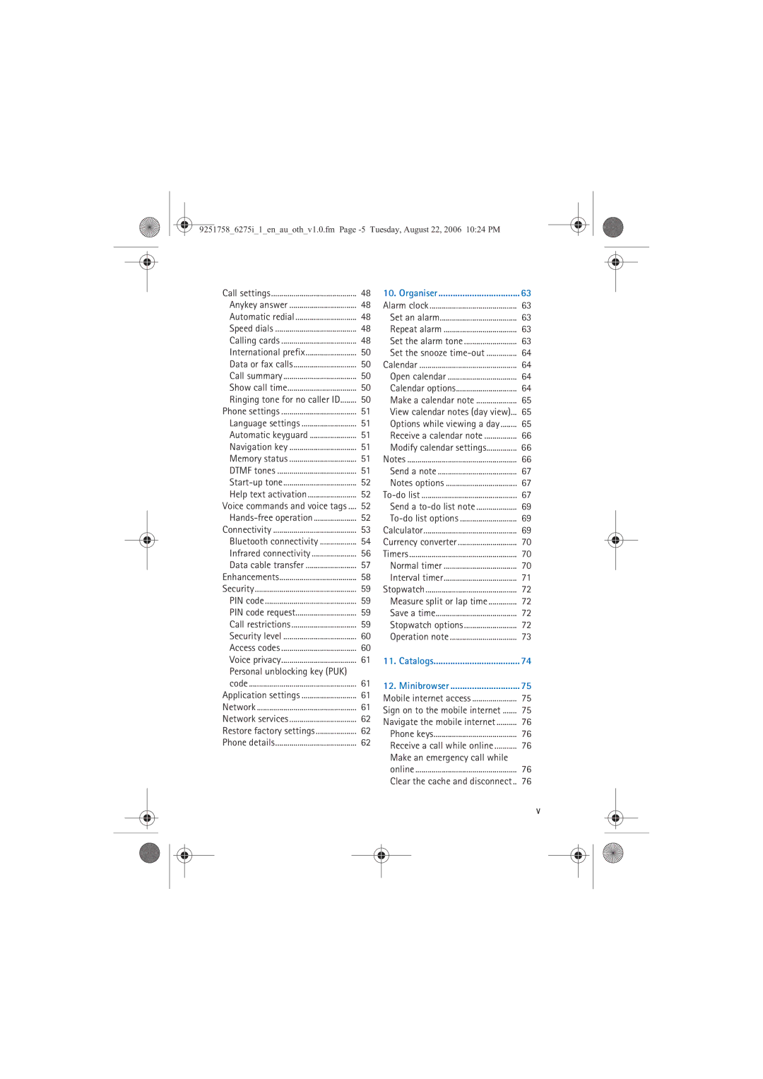 Panasonic 6275I manual Personal unblocking key PUK 