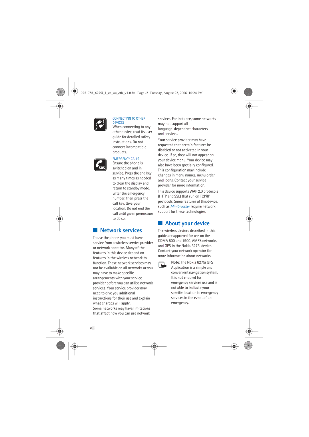 Panasonic 6275I manual Network services, About your device 