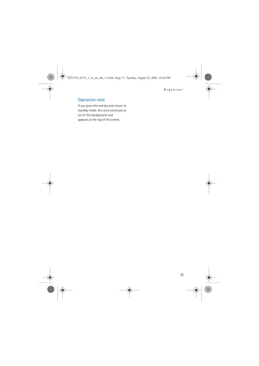 Panasonic 6275I manual Operation note 