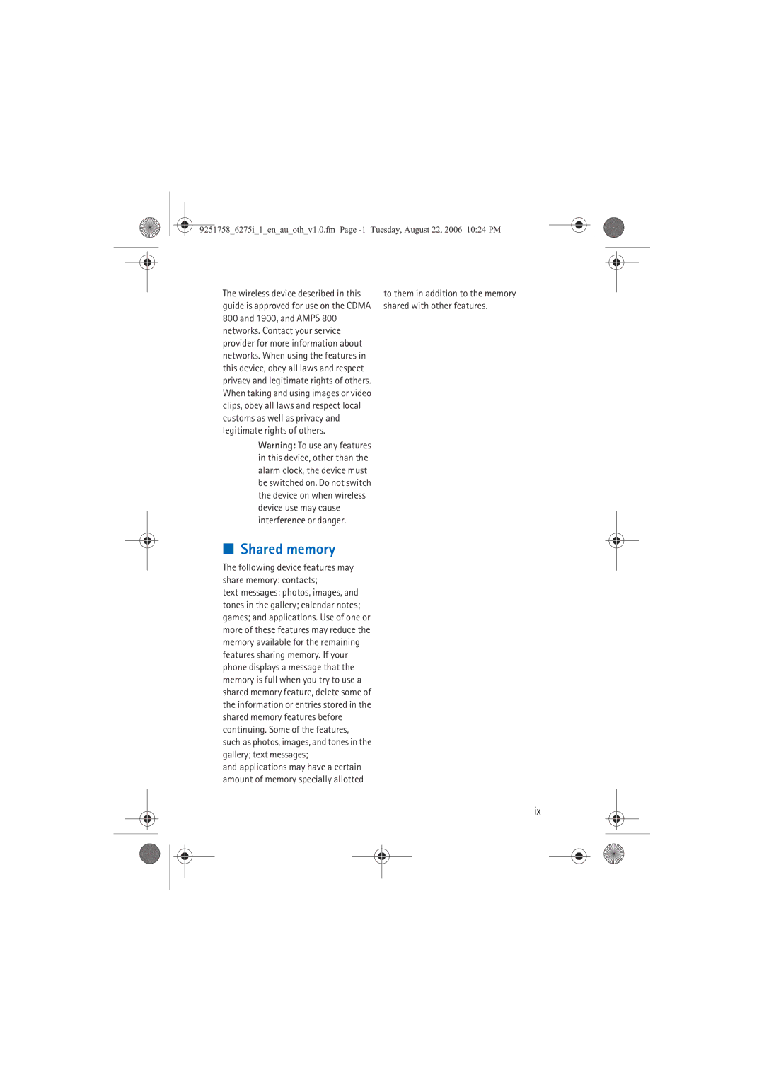 Panasonic 6275I manual Shared memory, Following device features may share memory contacts 