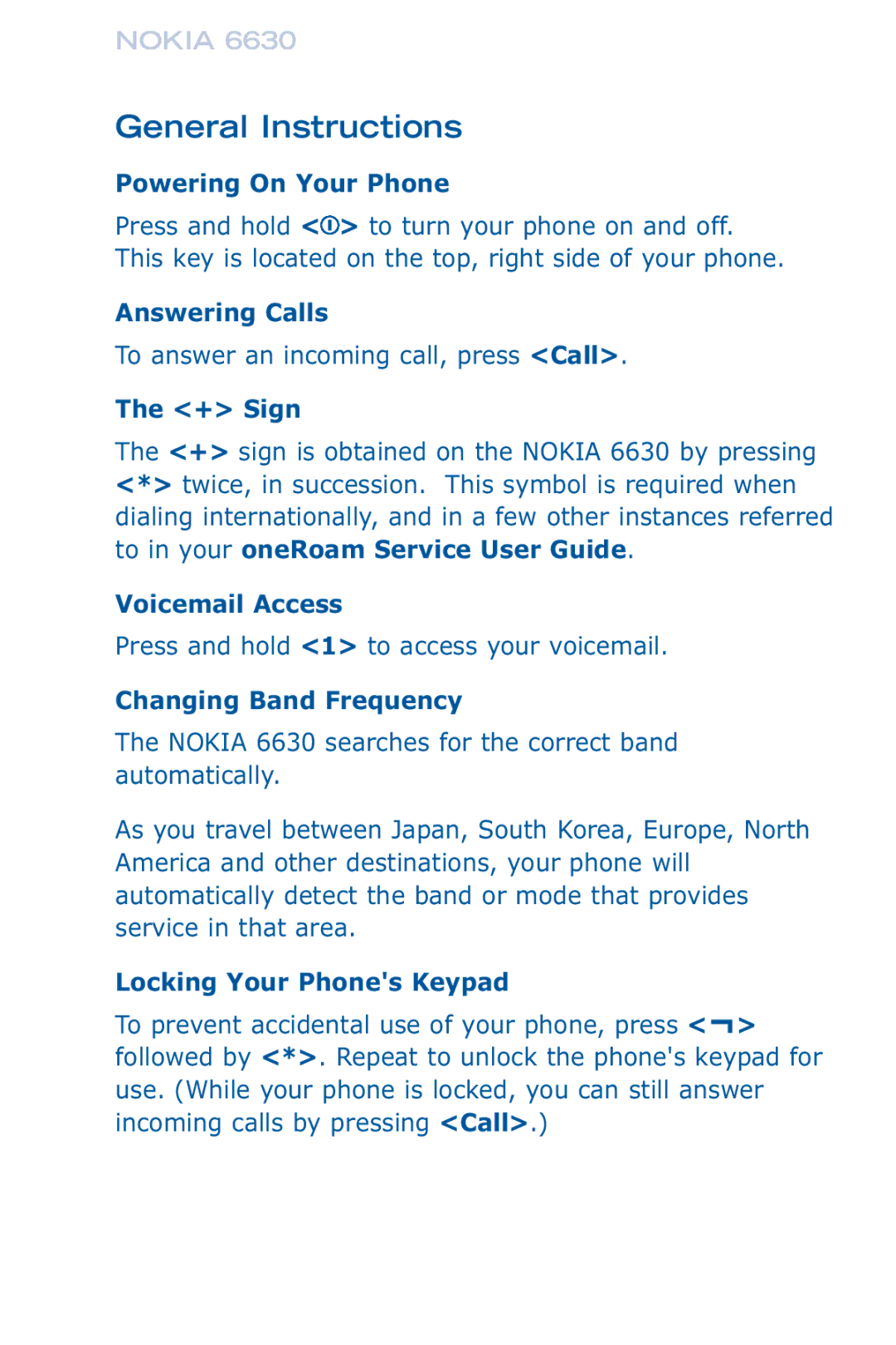 Panasonic 6630 manual General Instructions 