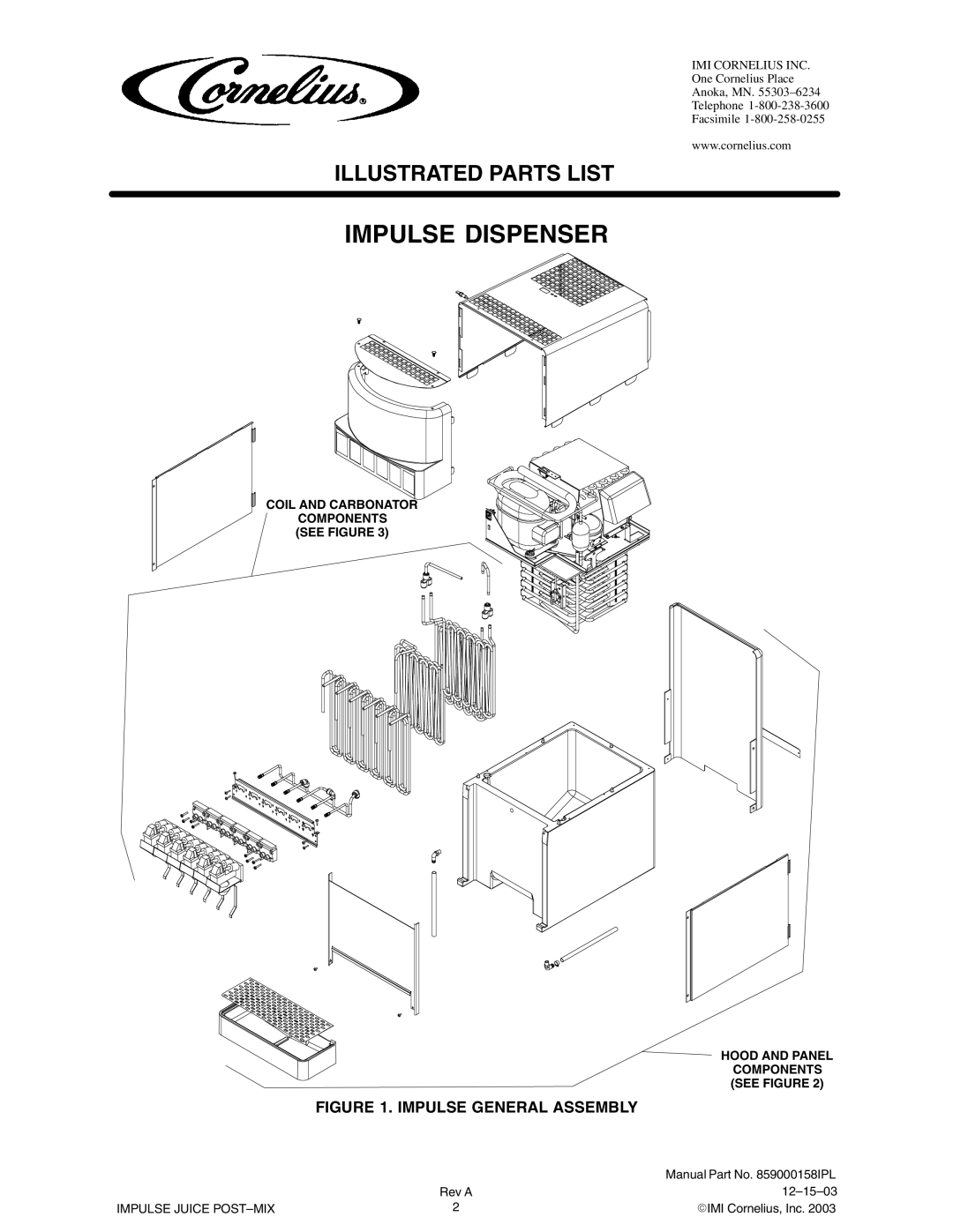 Panasonic 851000109, 851000110, 851000319, 851000320, 851000321 manual Impulse Dispenser 