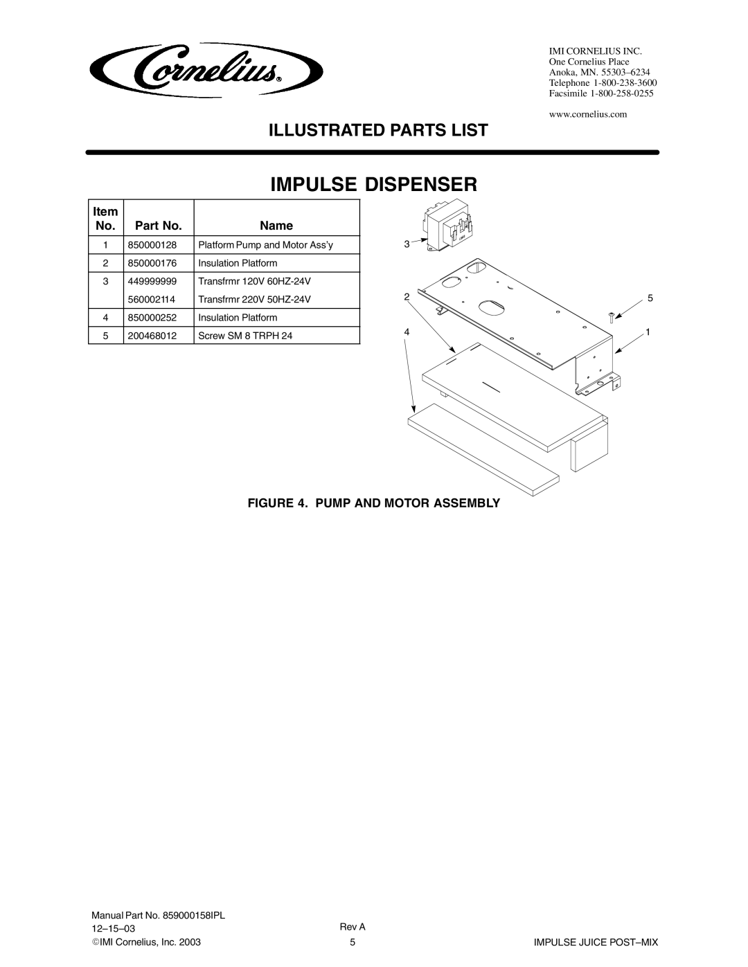 Panasonic 851000110, 851000319, 851000109, 851000320, 851000321 manual Pump and Motor Assembly 