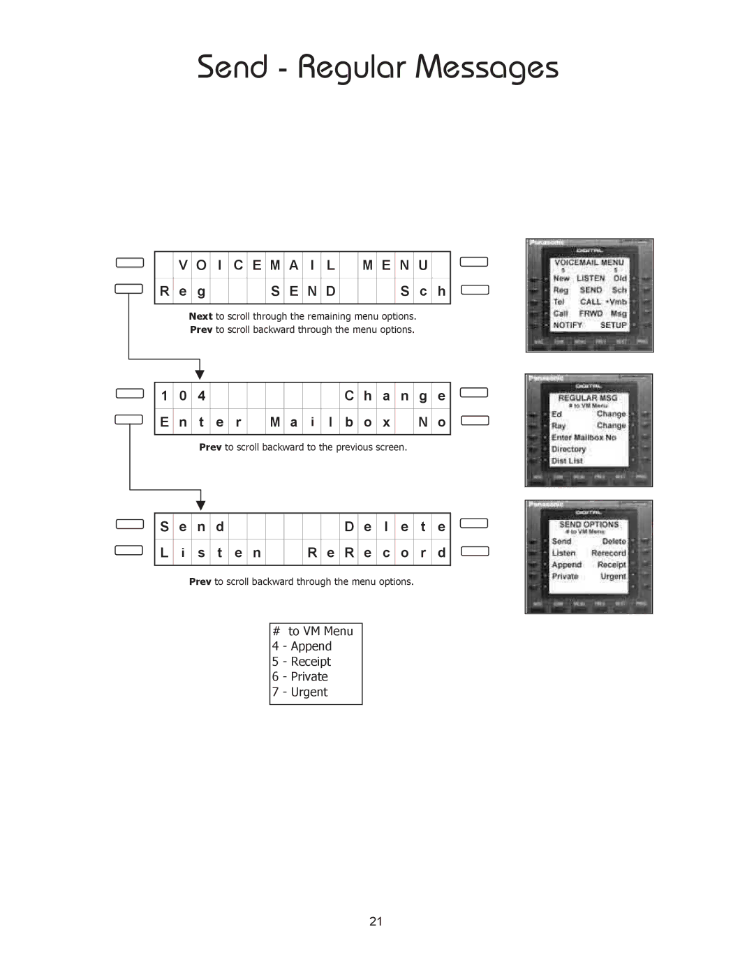 Panasonic 8TUV manual Send Regular Messages 