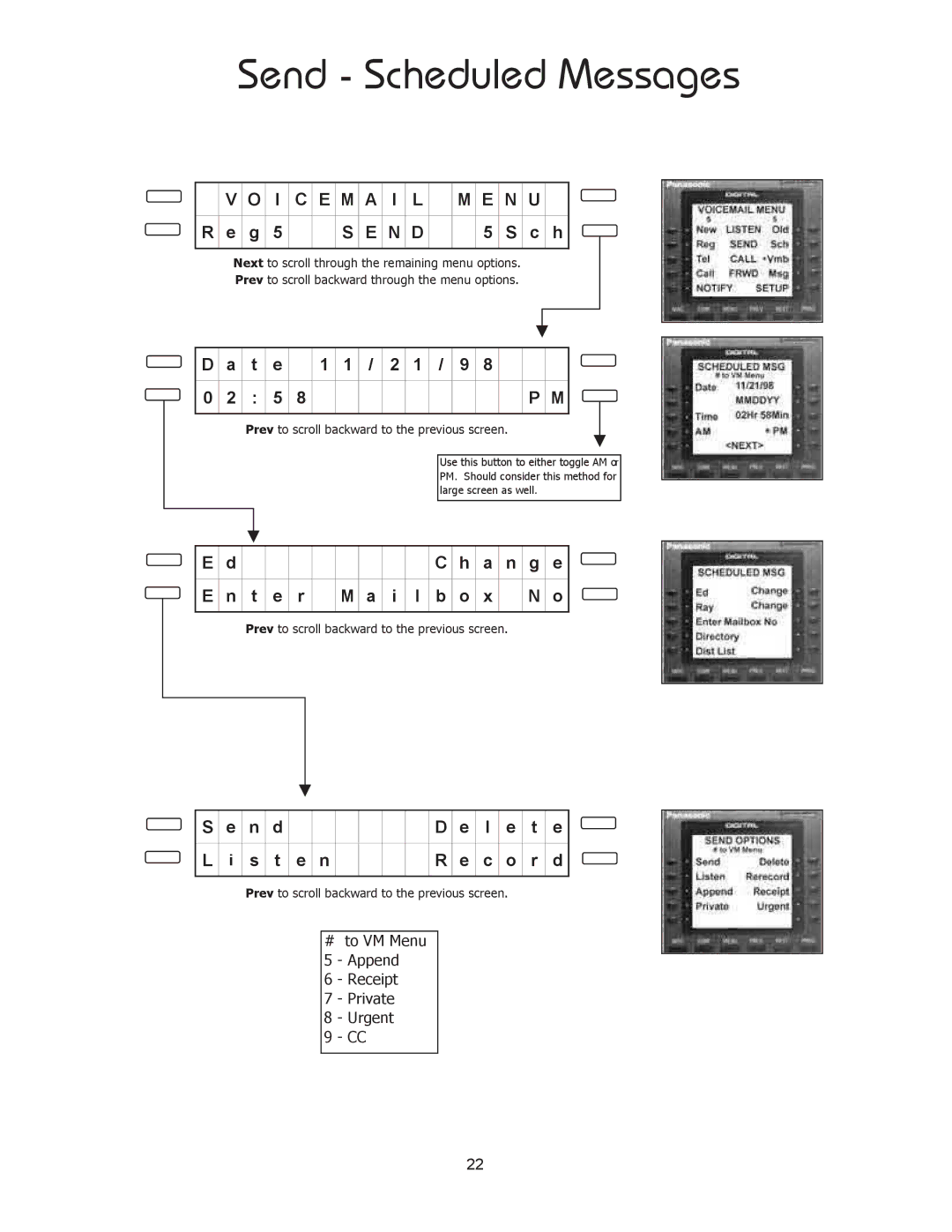 Panasonic 8TUV manual Send Scheduled Messages 