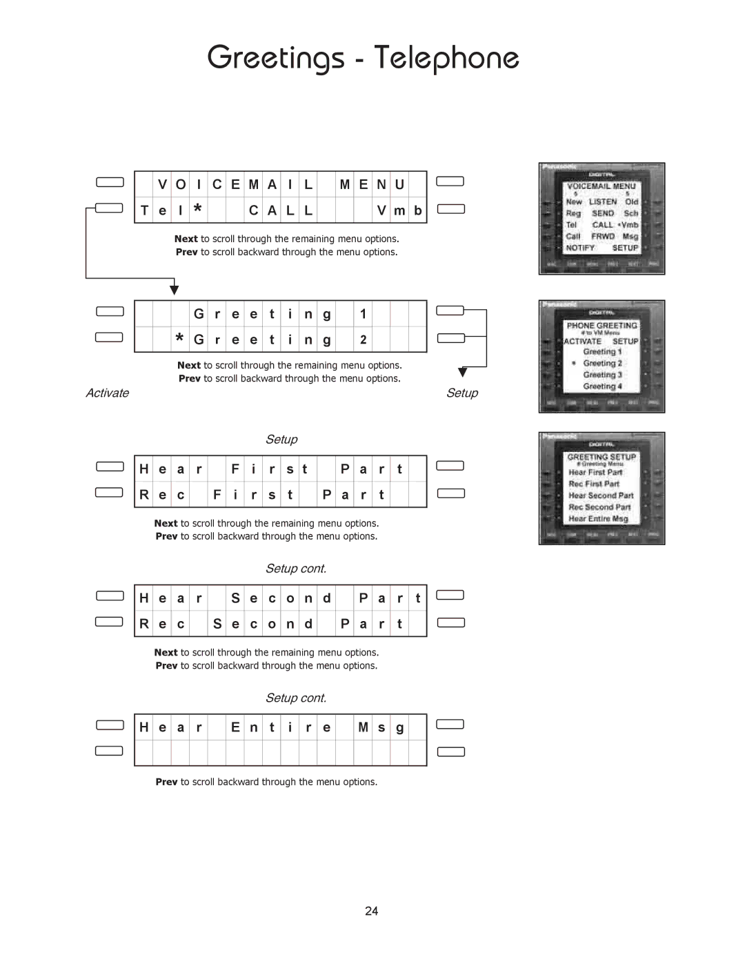 Panasonic 8TUV manual Greetings Telephone 