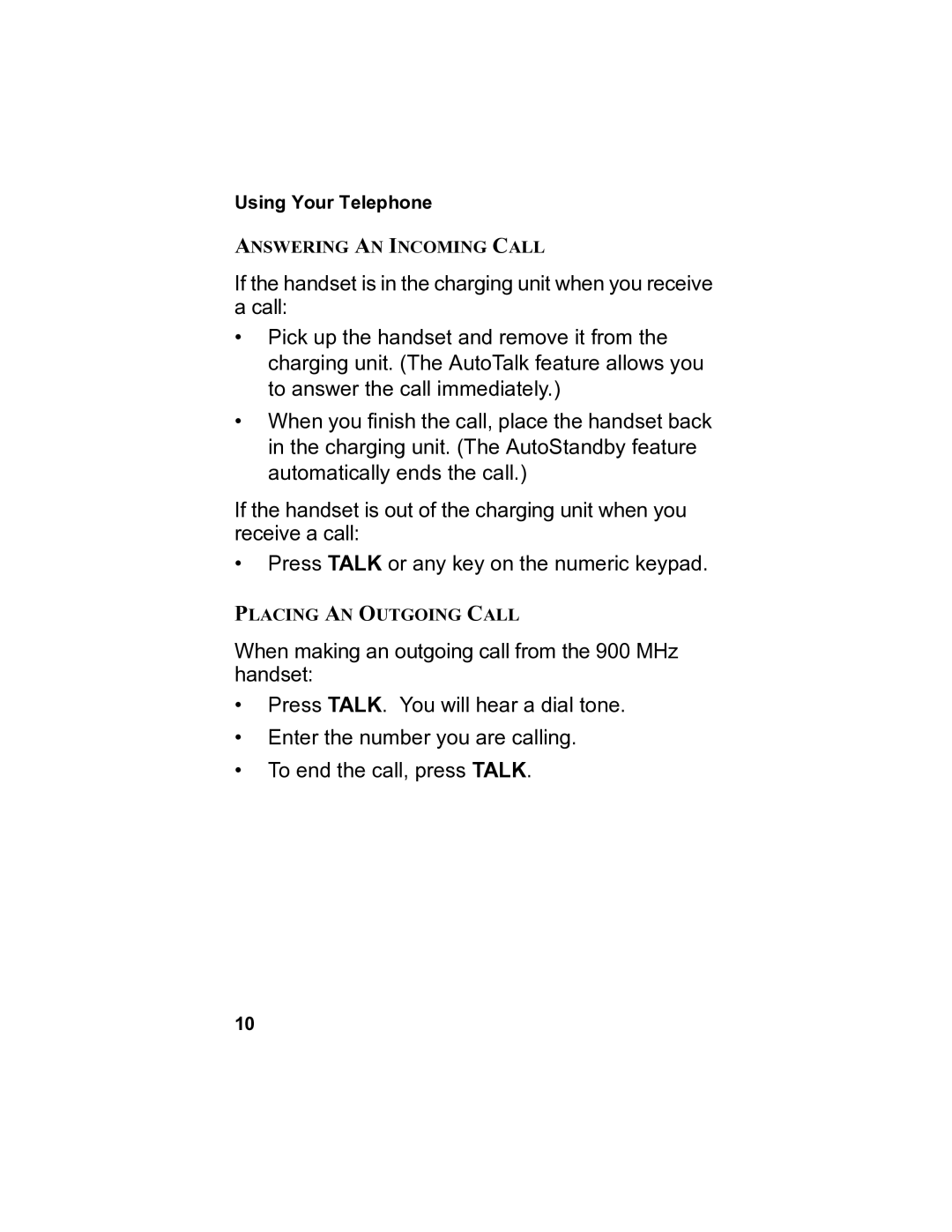 Panasonic 900 MHz manual Answering AN Incoming Call 