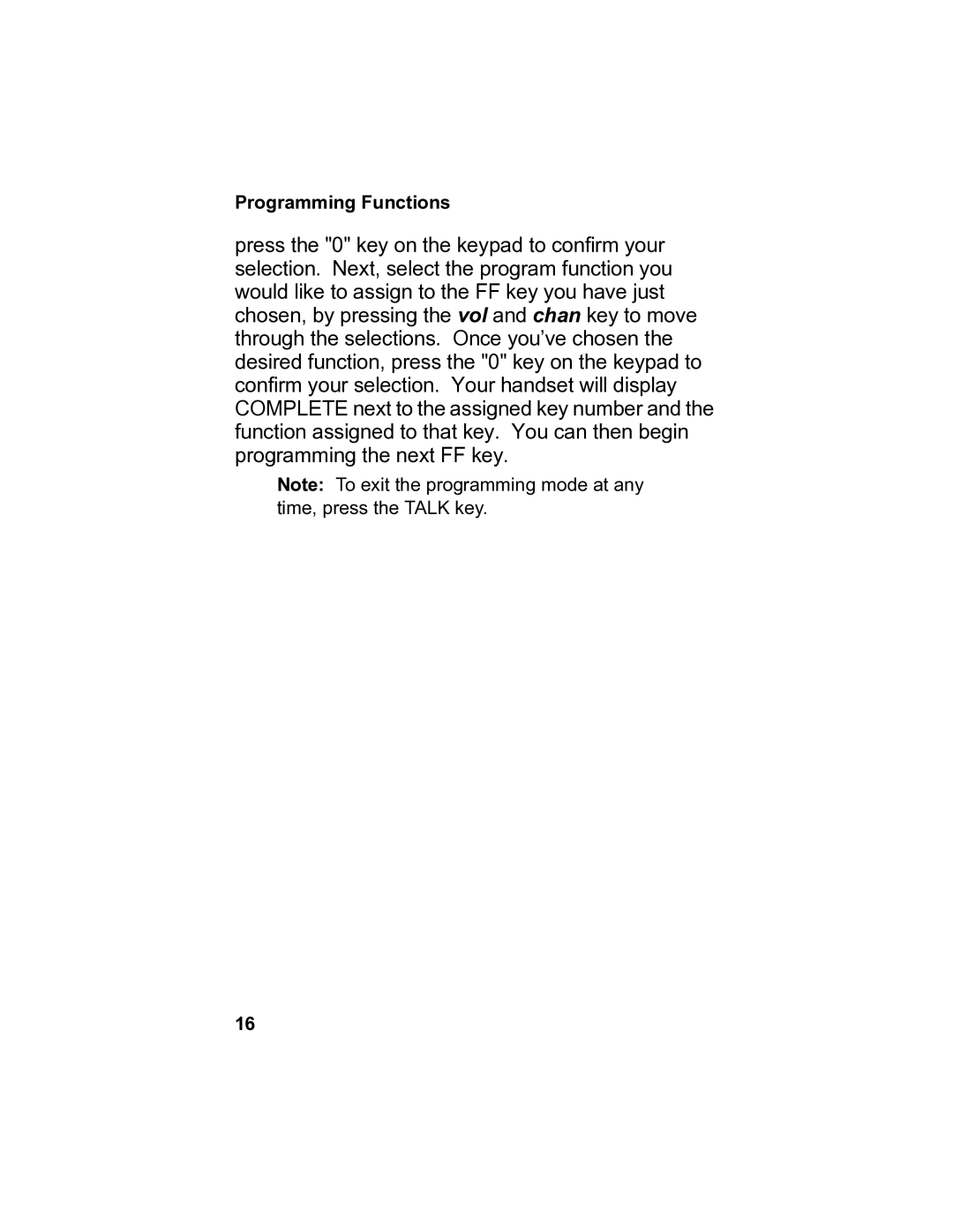 Panasonic 900 MHz manual Programming Functions 