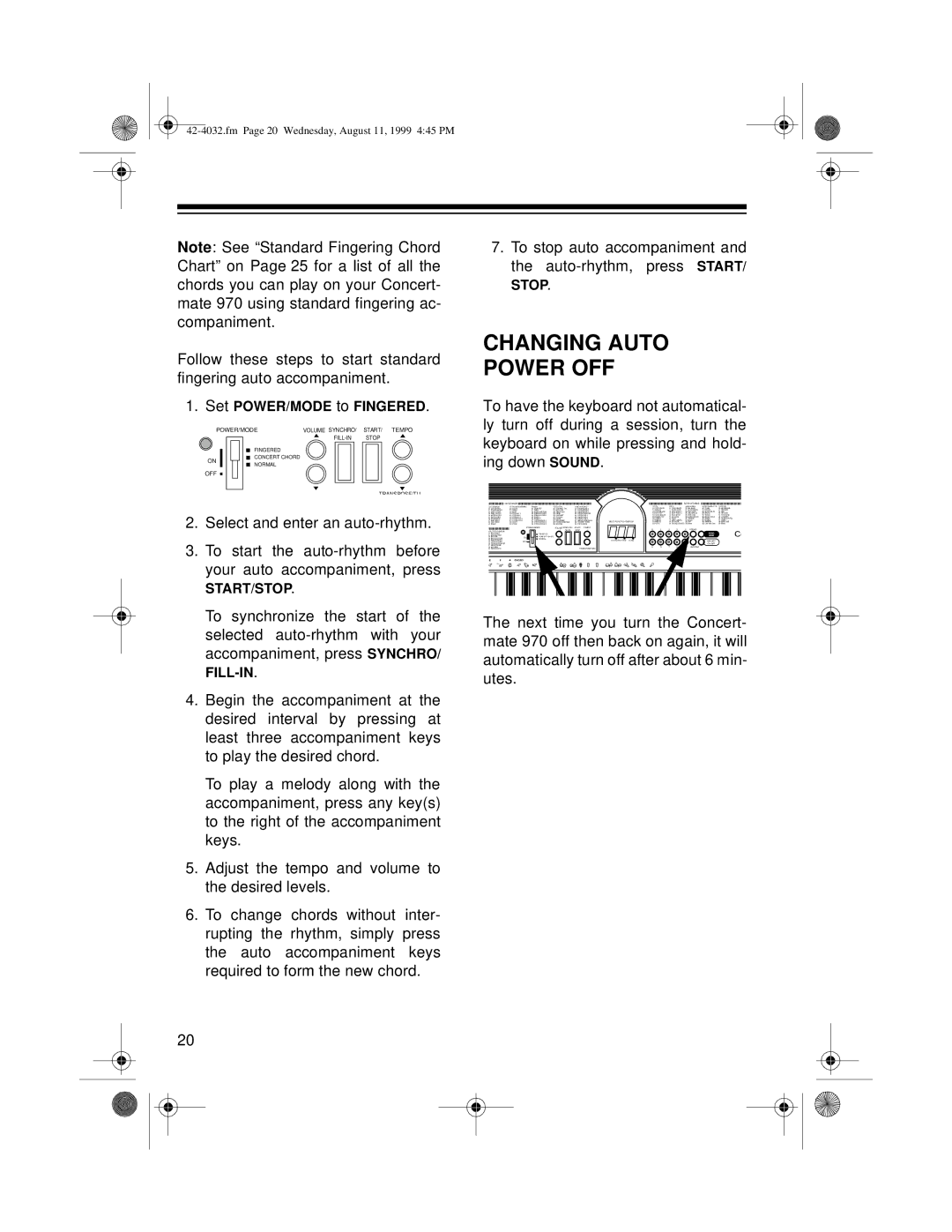 Panasonic 970 owner manual Changing Auto Power OFF, Sounds Rhythms 