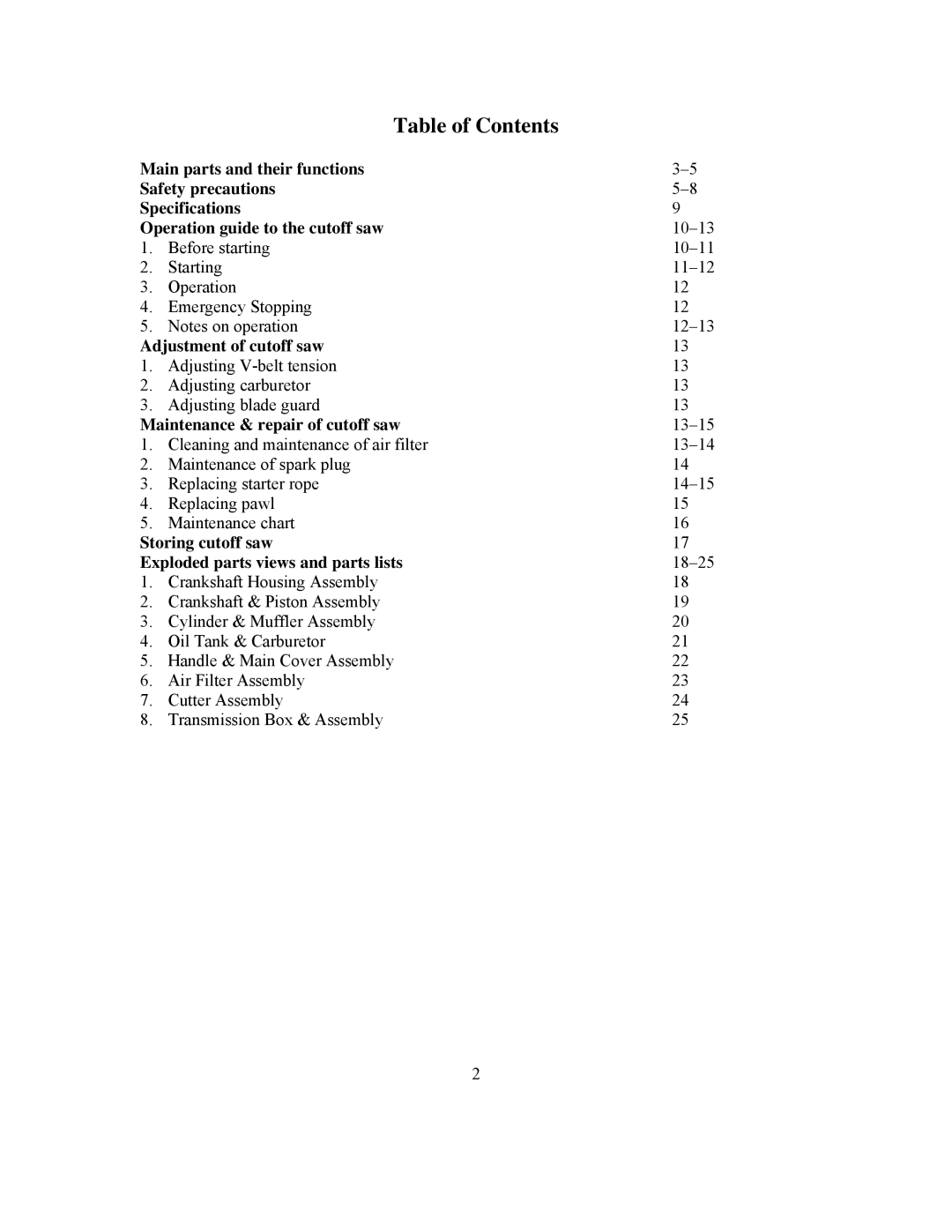 Panasonic 999000 owner manual Table of Contents 