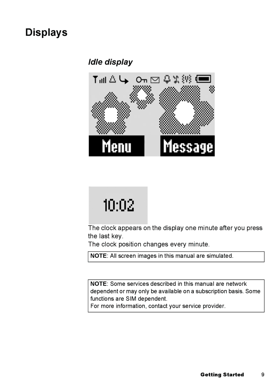 Panasonic A100, A101 manual Displays, Idle display 