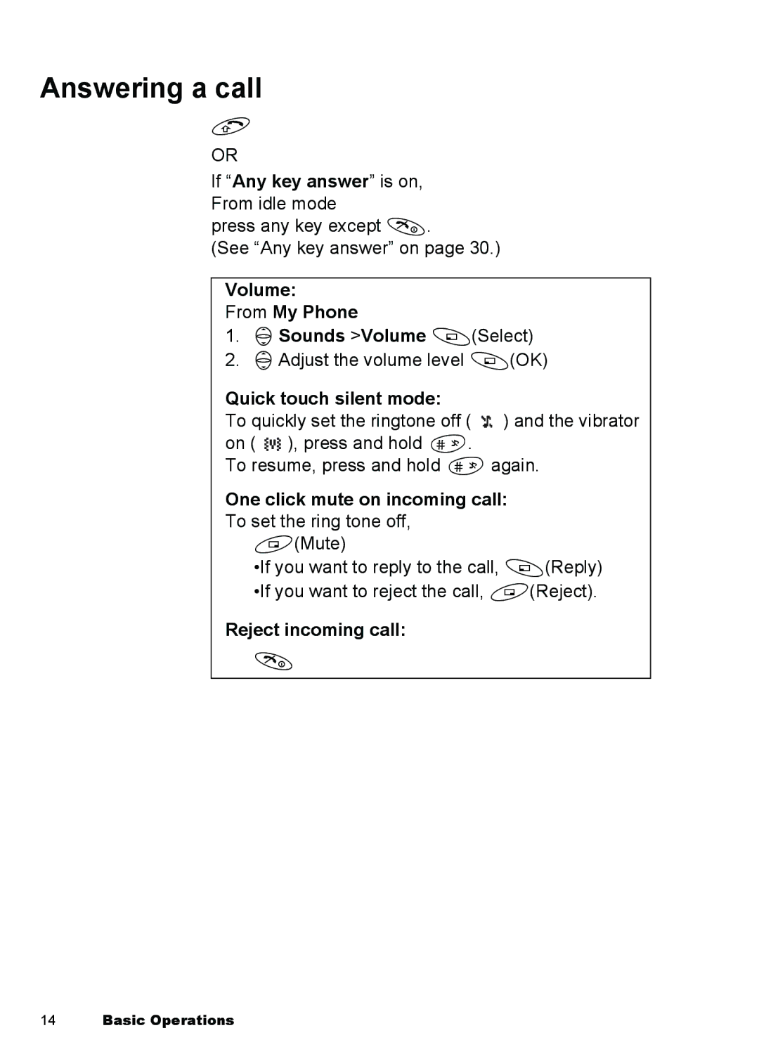 Panasonic A101, A100 manual Answering a call 