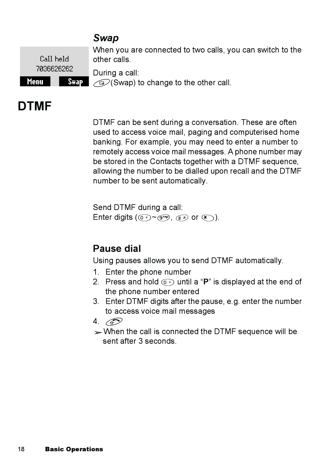 Panasonic A101, A100 manual Dtmf, Swap 