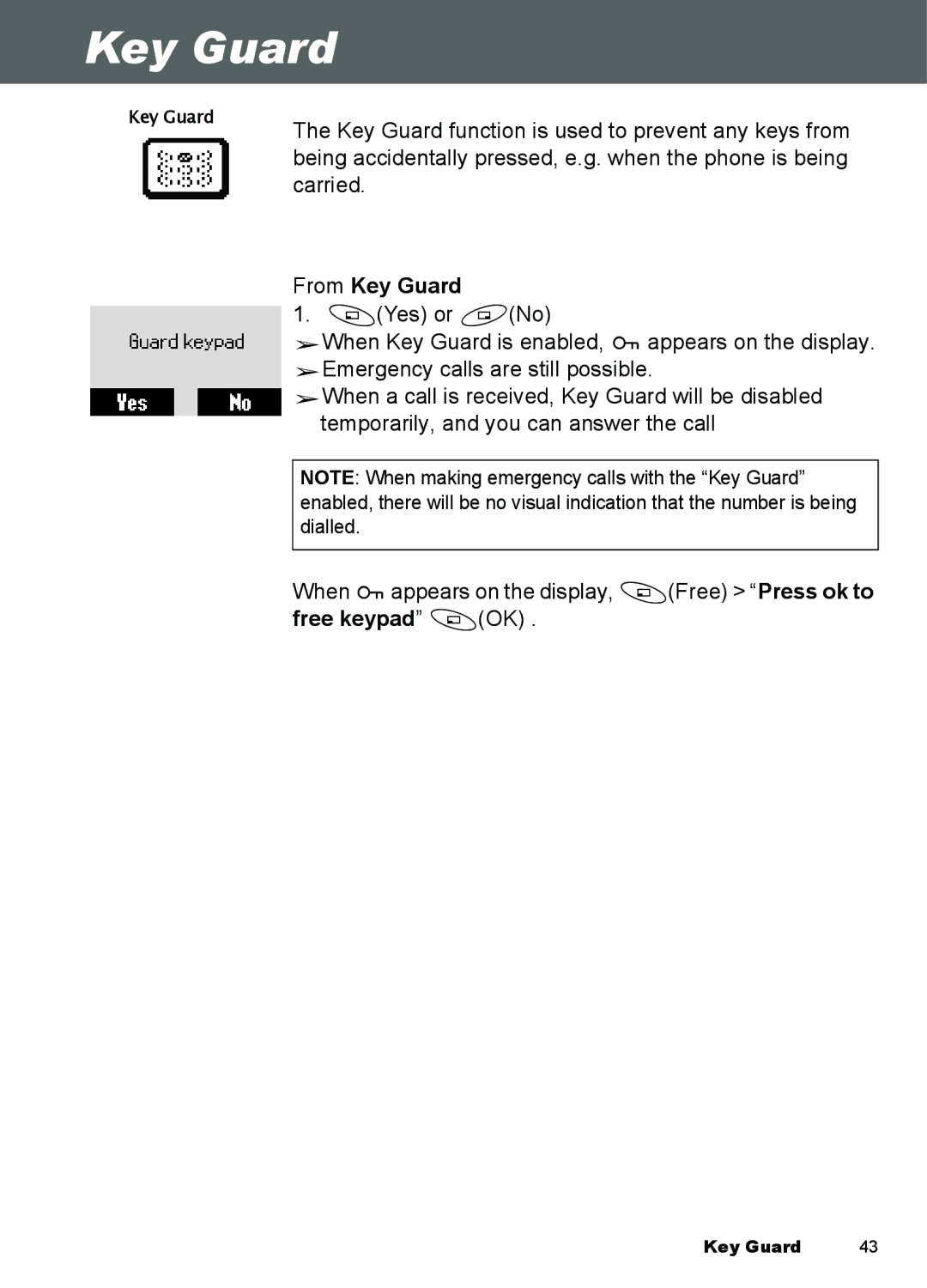 Panasonic A100, A101 manual From Key Guard 