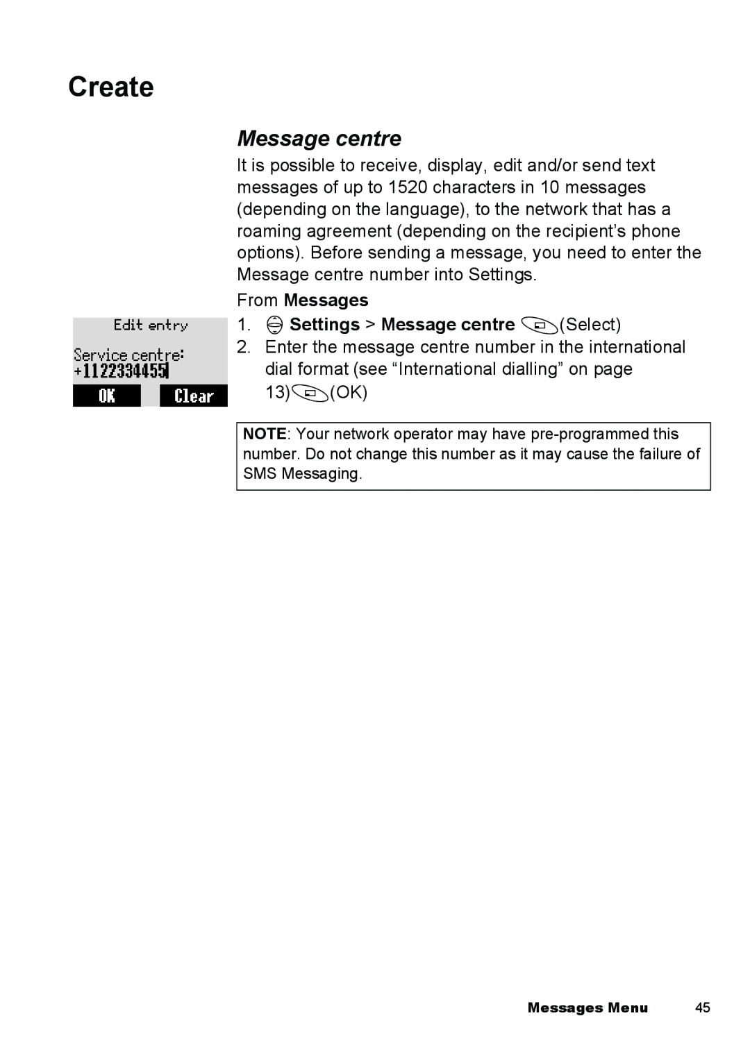 Panasonic A100, A101 manual From Messages 4Settings Message centre ASelect 