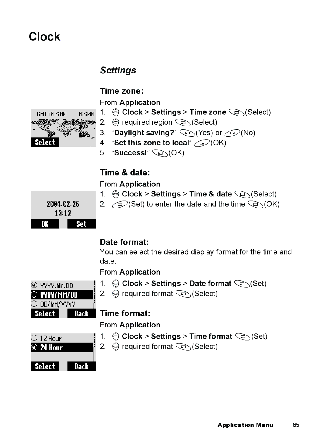 Panasonic A100, A101 manual Clock, Settings 