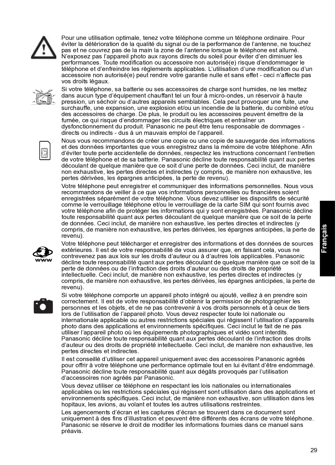 Panasonic A102 manual Français 