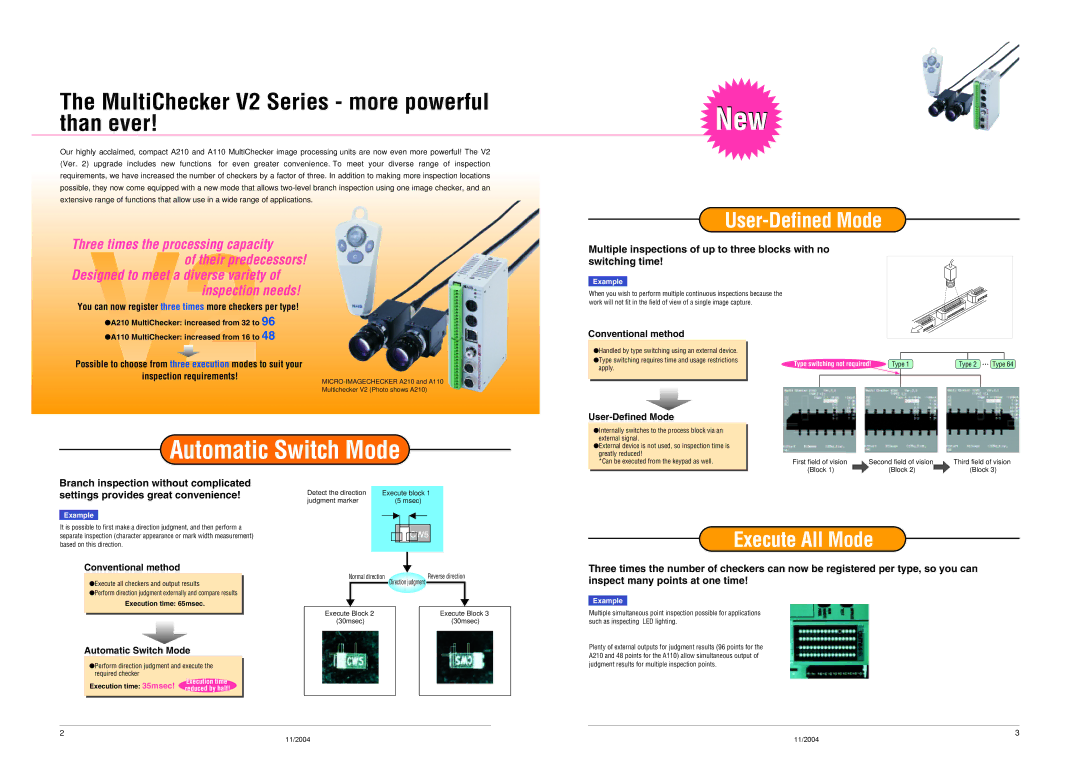 Panasonic A210 MultiChecker V2 Series more powerful than ever, You can now register three times more checkers per type 