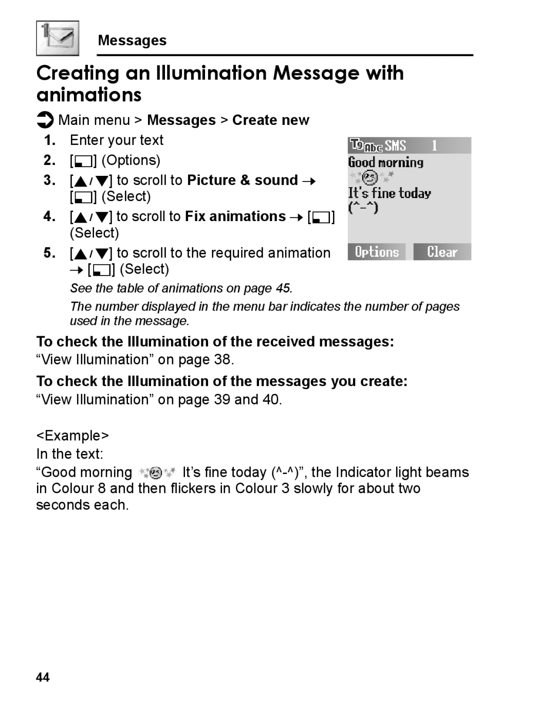 Panasonic A210 manual Creating an Illumination Message with animations 
