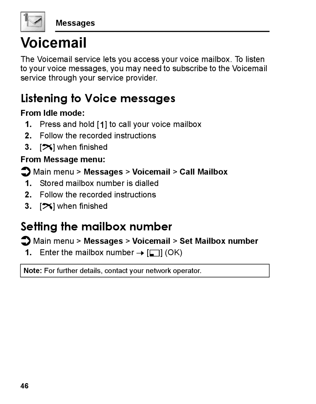 Panasonic A210 manual Listening to Voice messages, Setting the mailbox number, From Idle mode 