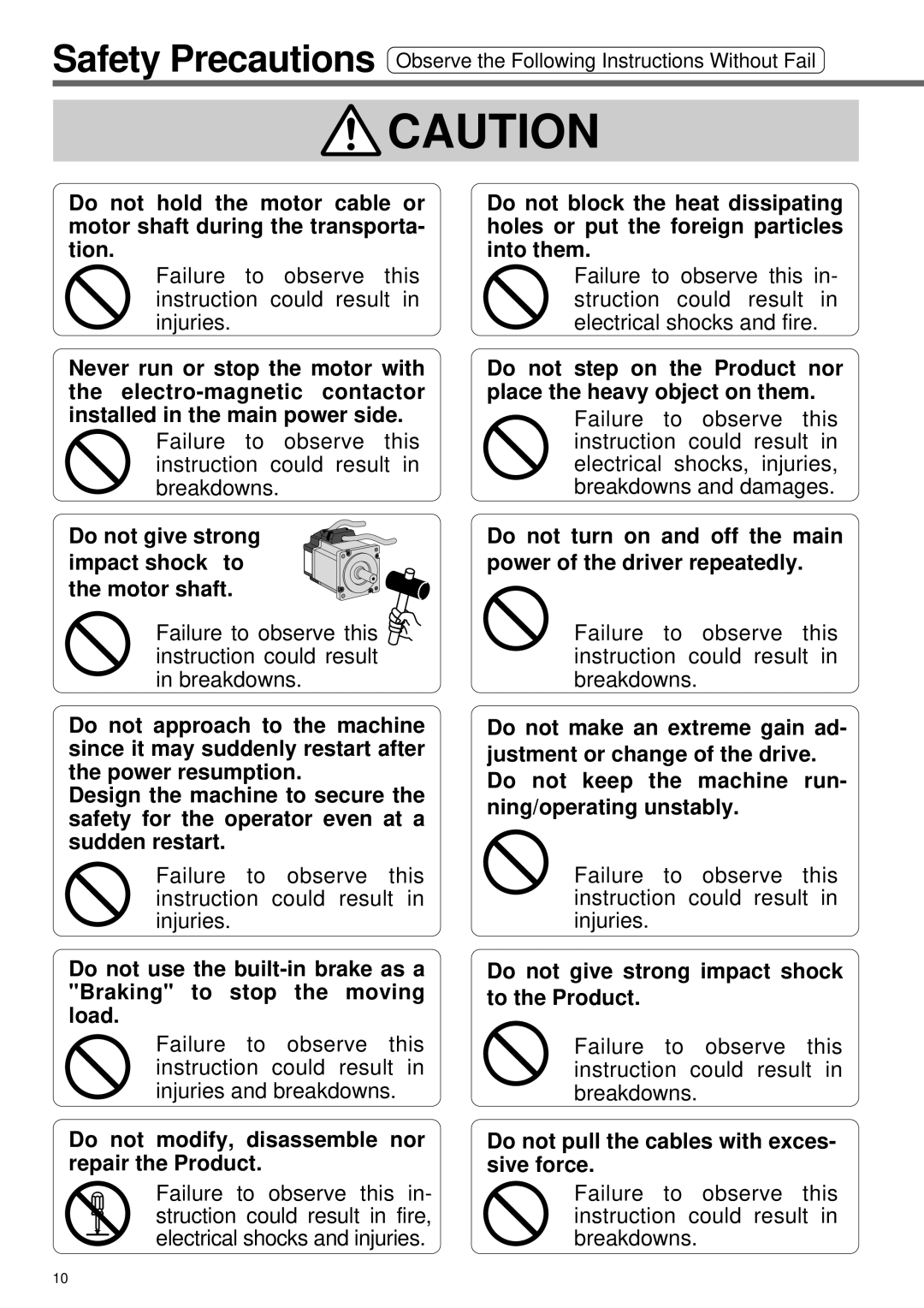 Panasonic A4P Series instruction manual Do not give strong impact shock to the Product 