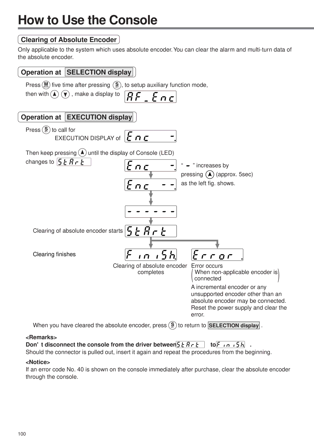 Panasonic A4P Series instruction manual Clearing of Absolute Encoder, Selection display 