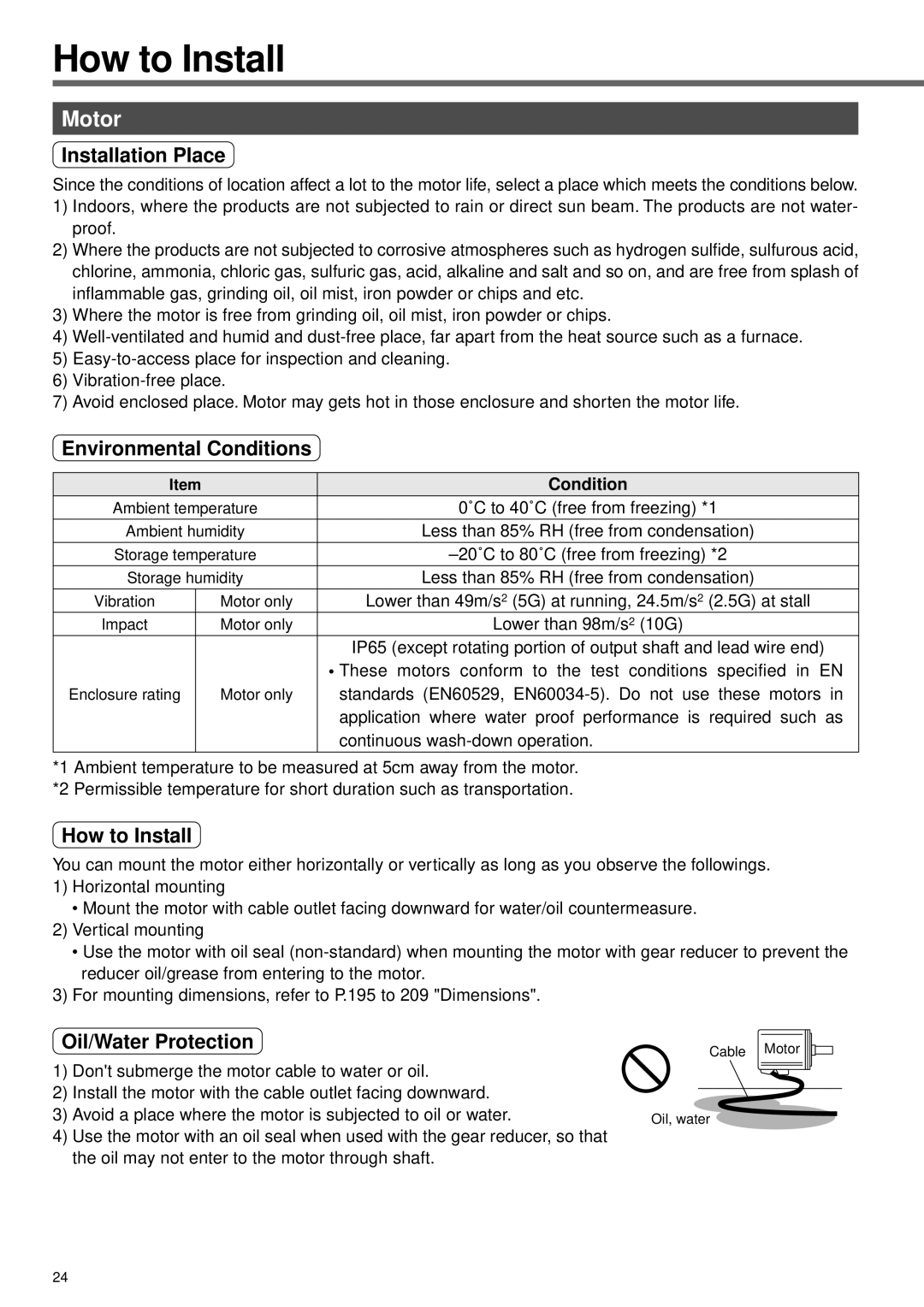 Panasonic A4P Series instruction manual Oil/Water Protection 