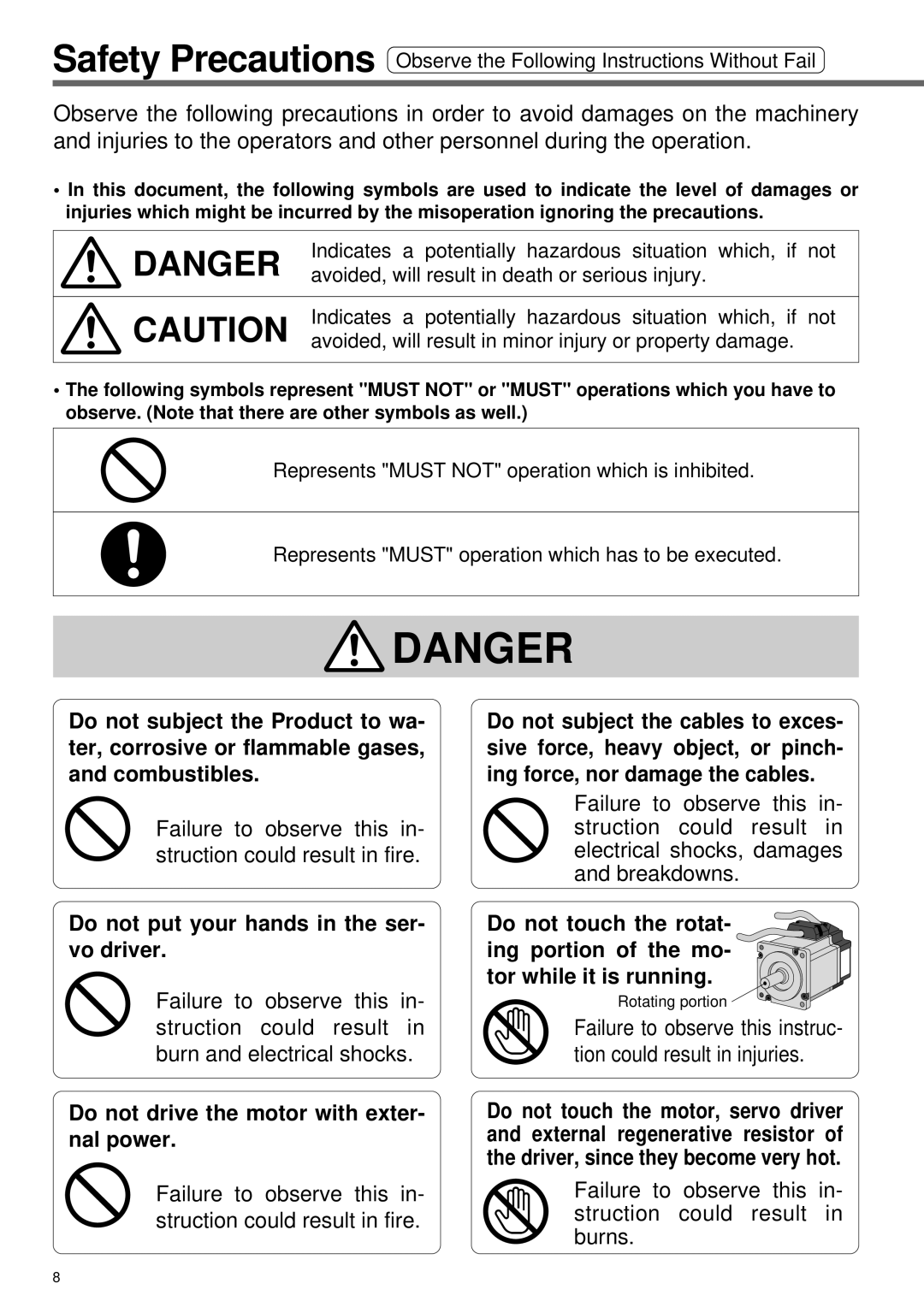 Panasonic A4P Series instruction manual Do not put your hands in the ser- vo driver 