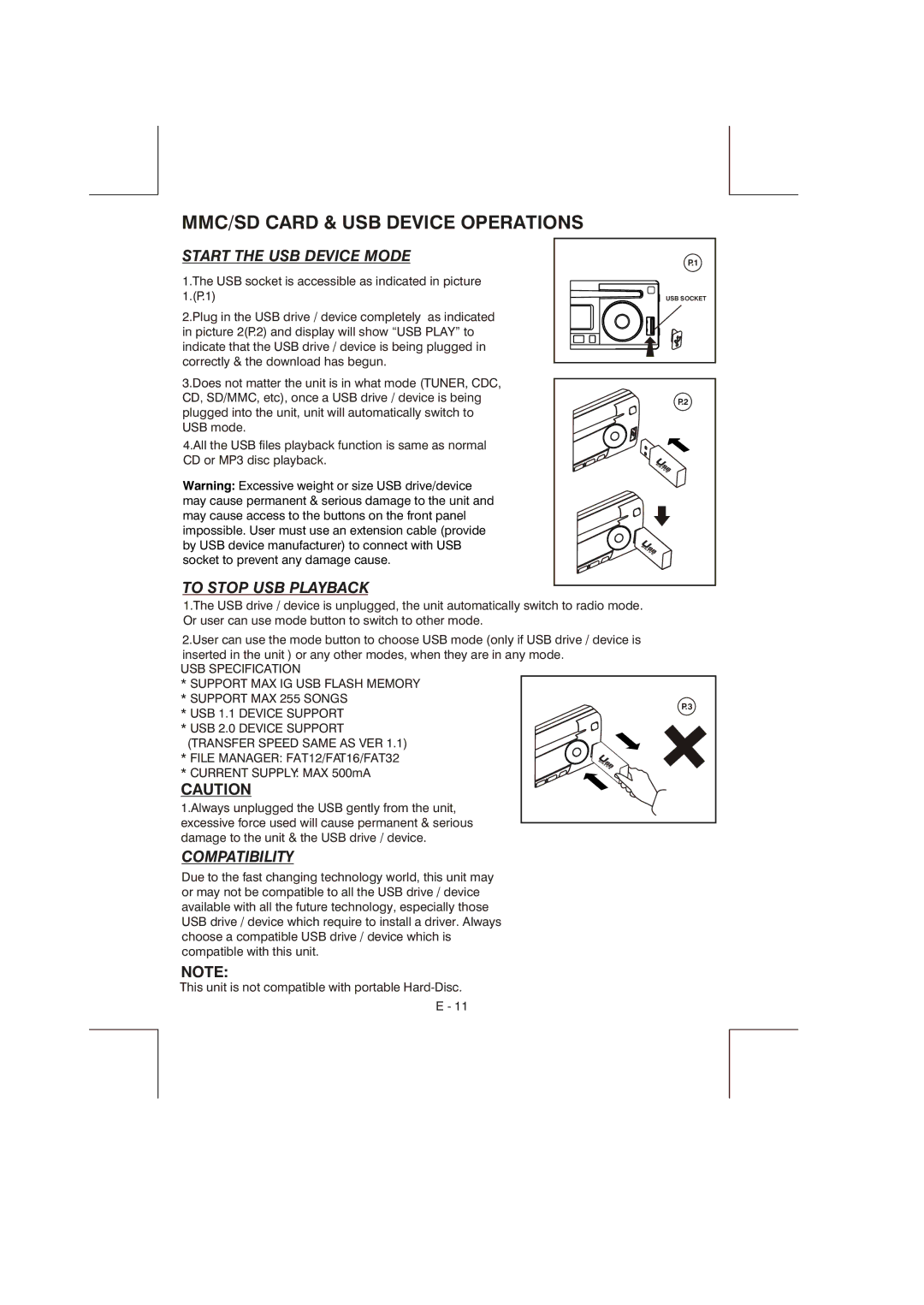 Panasonic A66HY instruction manual MMC/SD Card & USB Device Operations, Start the USB Device Mode 