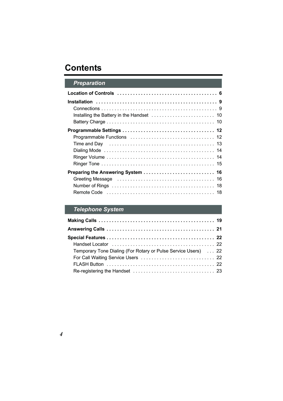 Panasonic Acr14CF.tmp manual Contents 