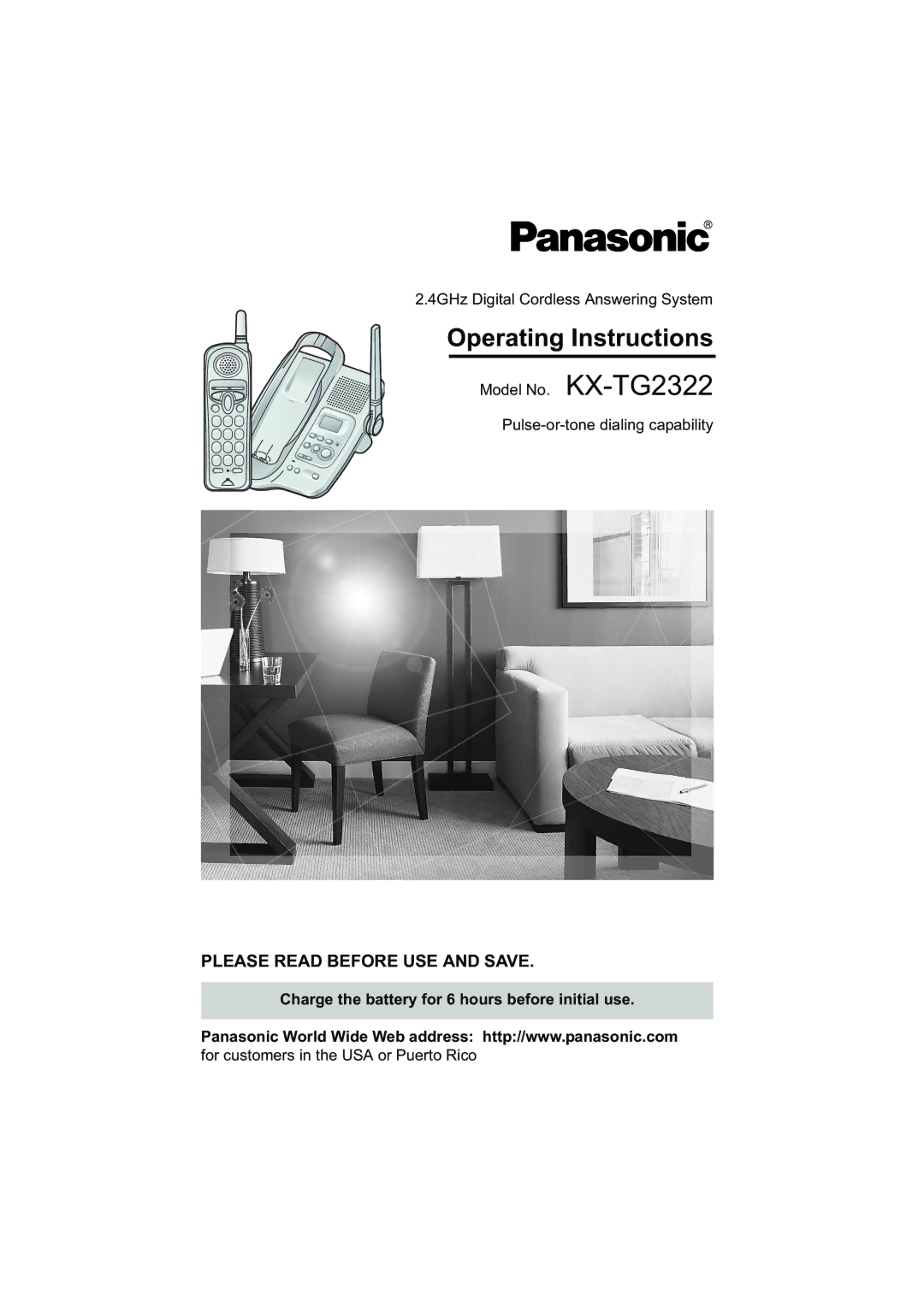 Panasonic Acr14CF.tmp manual Operating Instructions, Charge the battery for 6 hours before initial use 