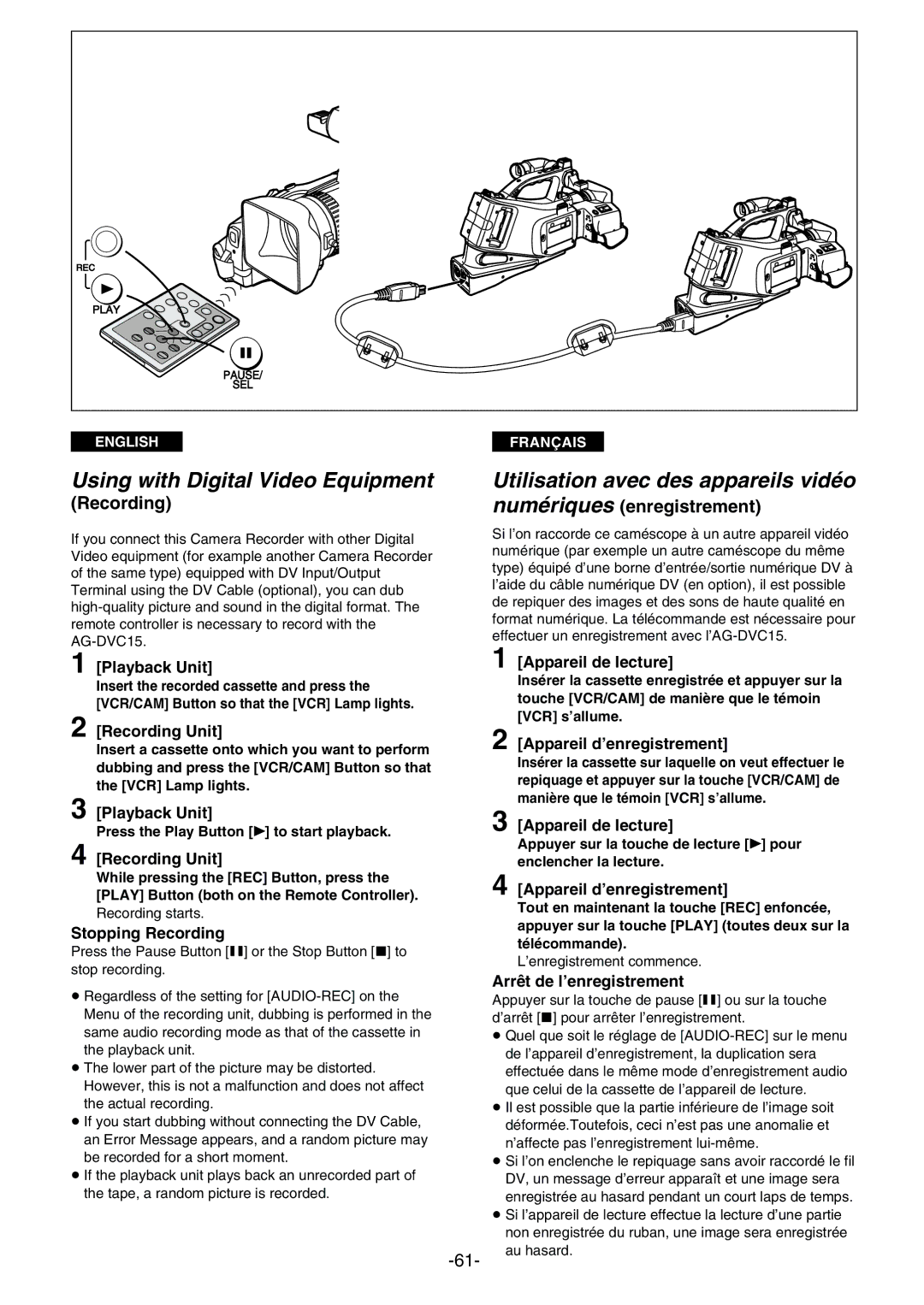 Panasonic AG- DVC 15P manual Using with Digital Video Equipment 