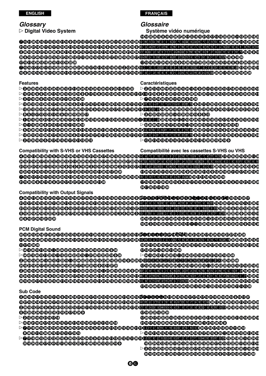 Panasonic AG- DVC 15P manual Glossary, Glossaire, » Digital Video System, » Système vidéo numérique 