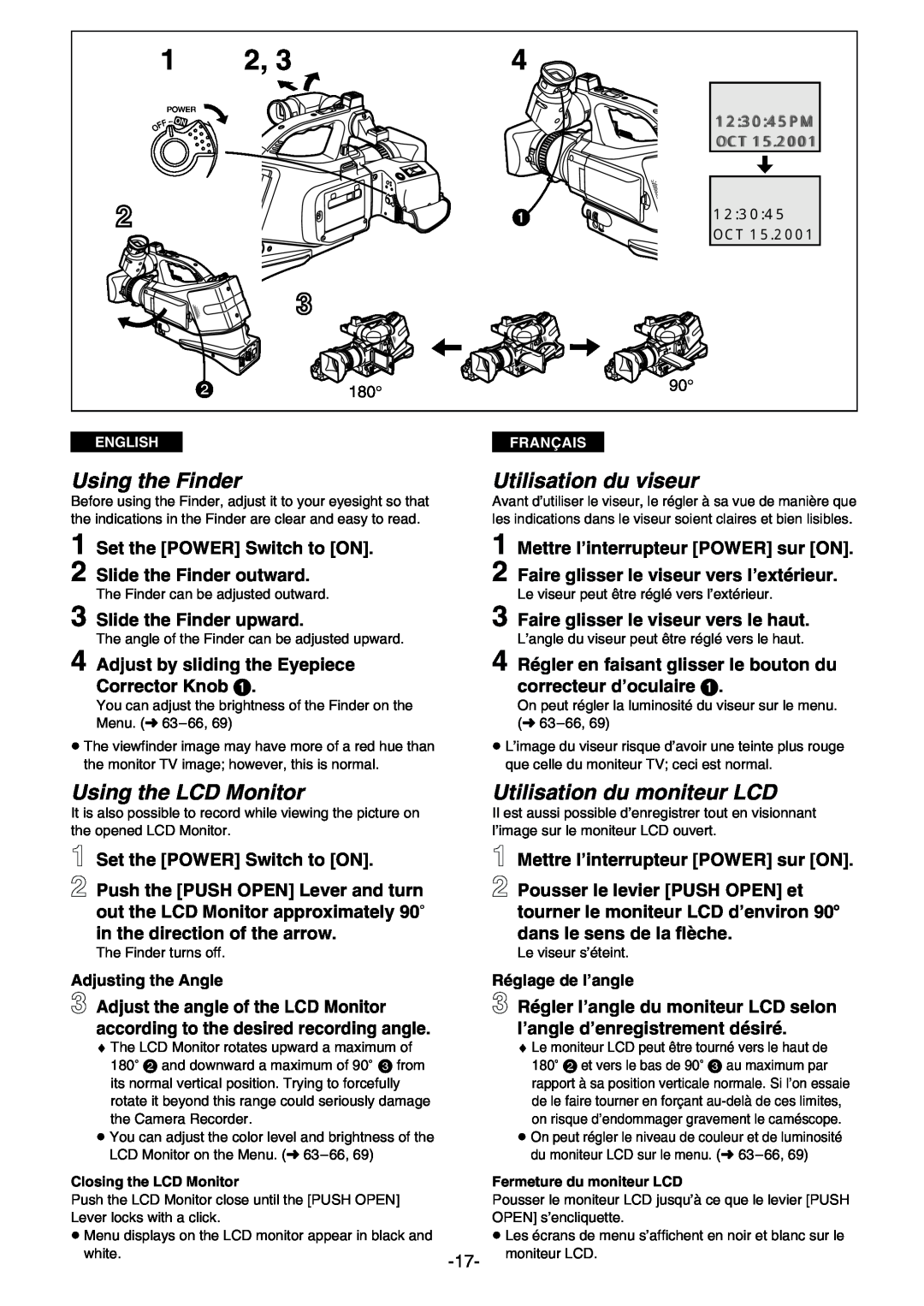 Panasonic AG- DVC 15P manual 123045PM, OCT 15, English, Français, Power 