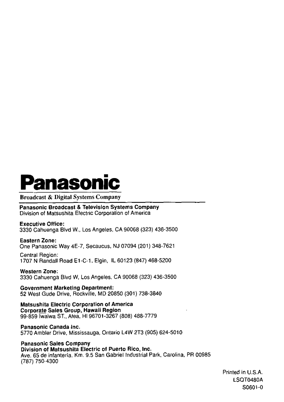 Panasonic AG-513E manual 